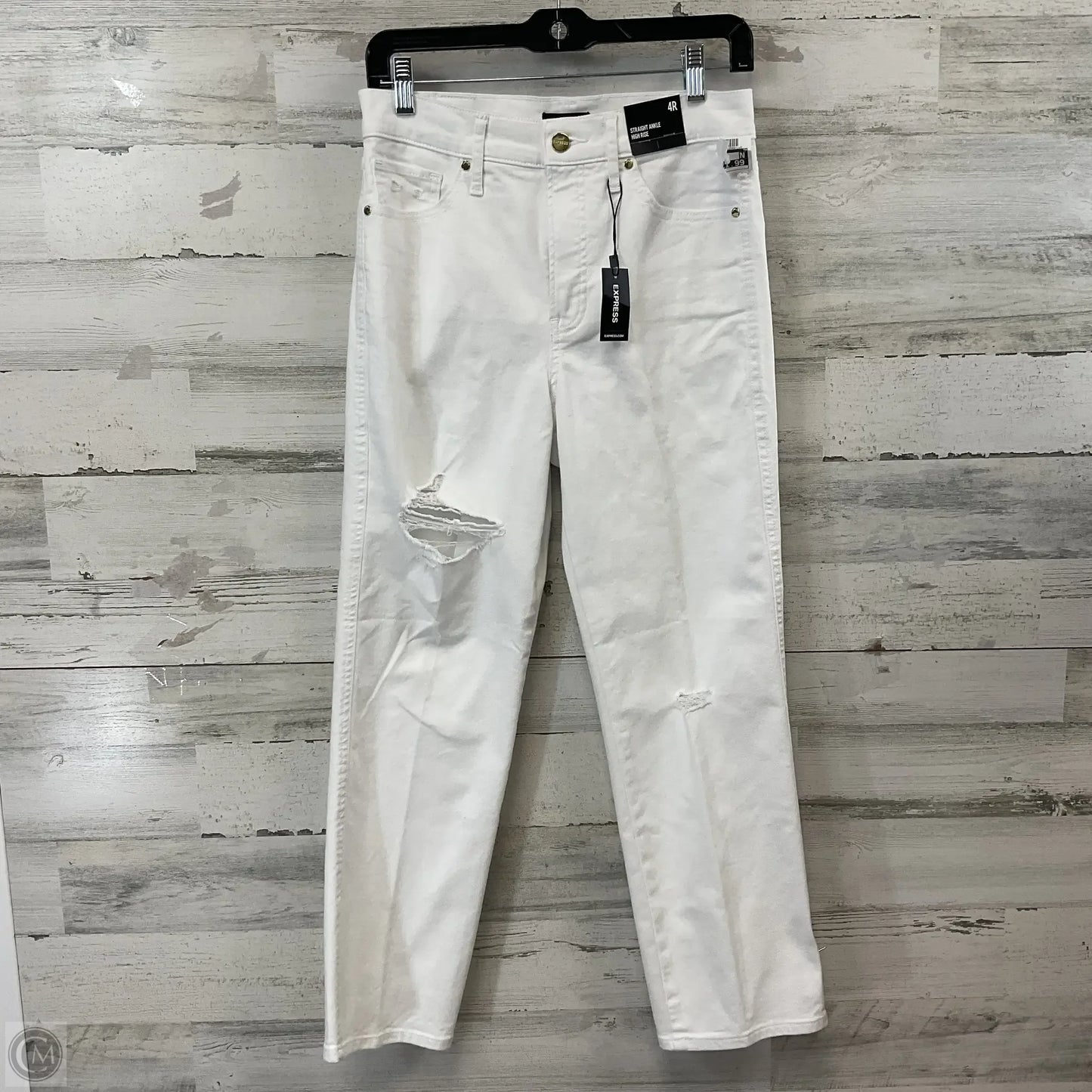 Jeans Straight By Express In White Denim, Size: 4