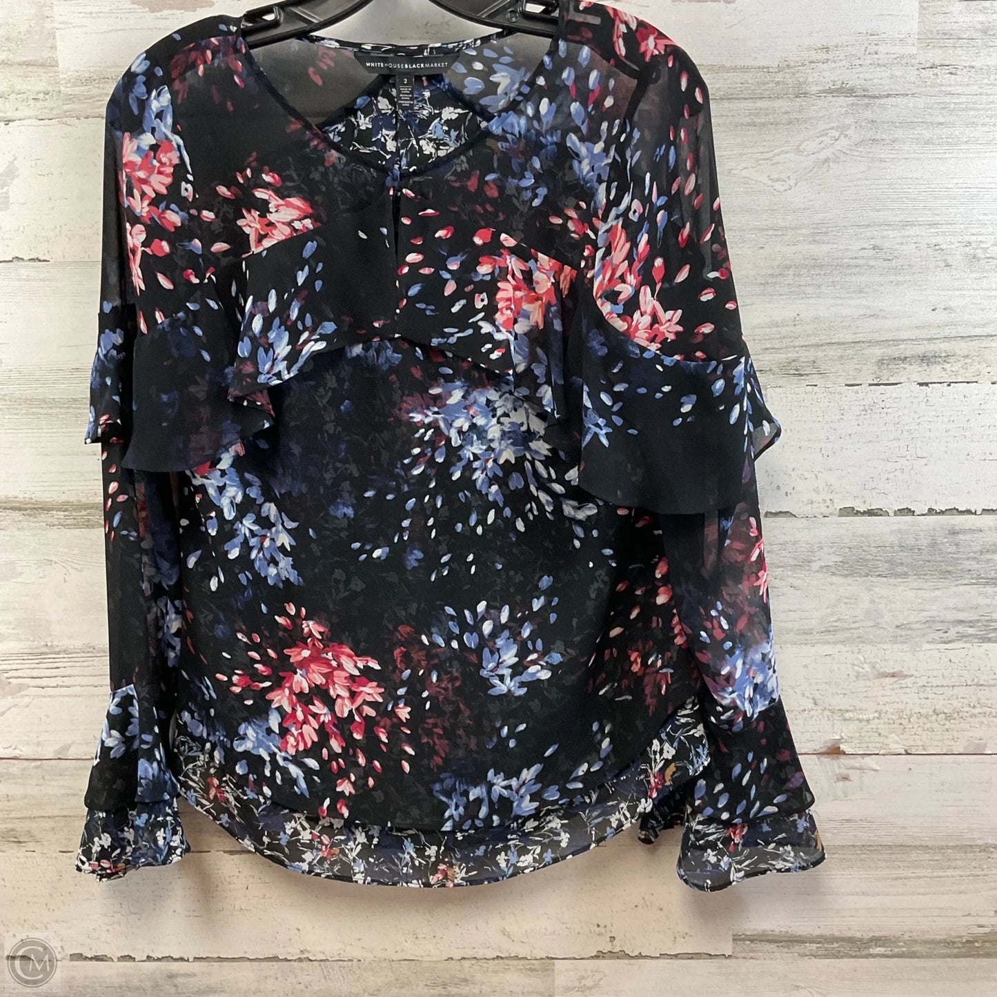 Blouse Long Sleeve By White House Black Market In Black, Size: Xs