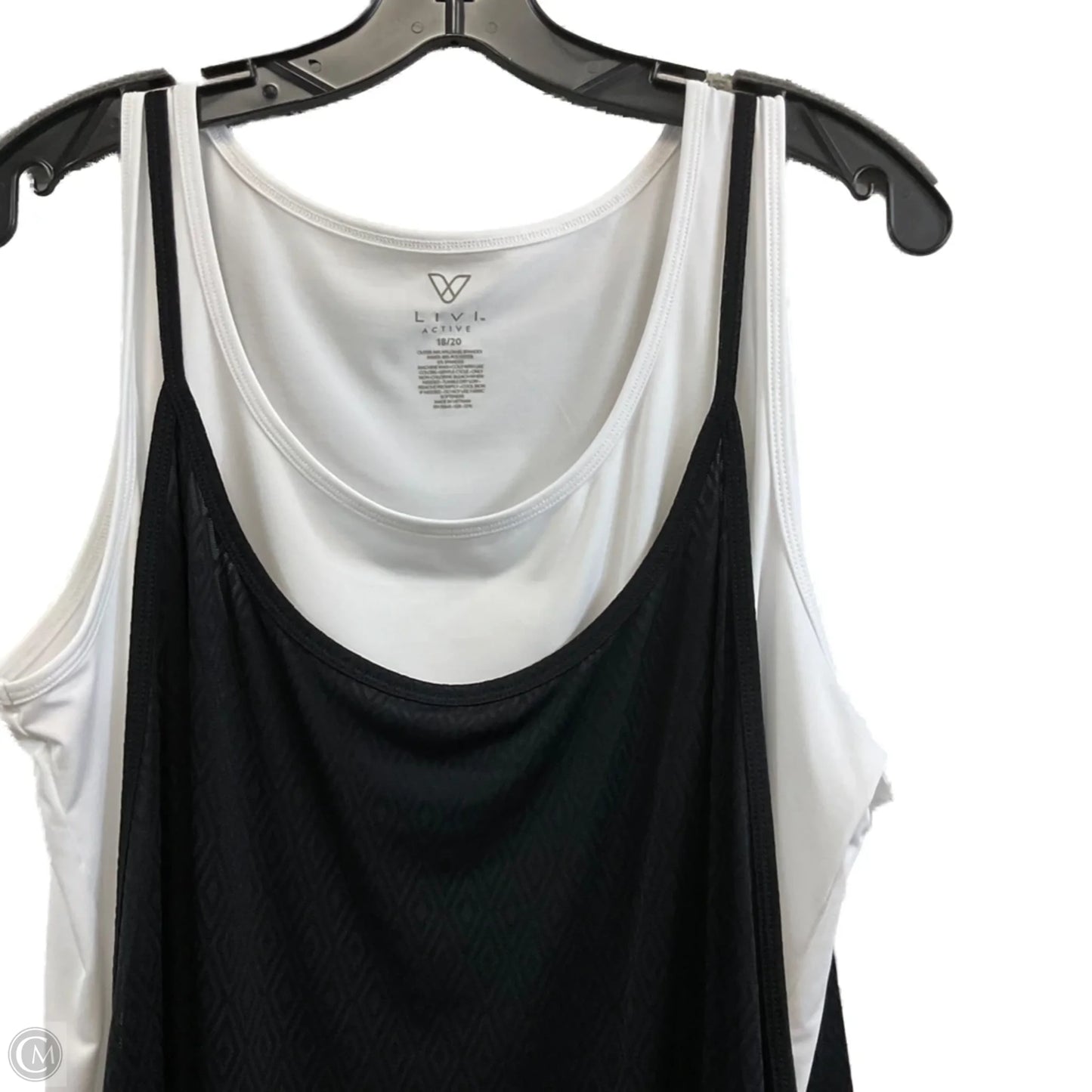 Athletic Tank Top By Livi Active In Black & White, Size: 2x
