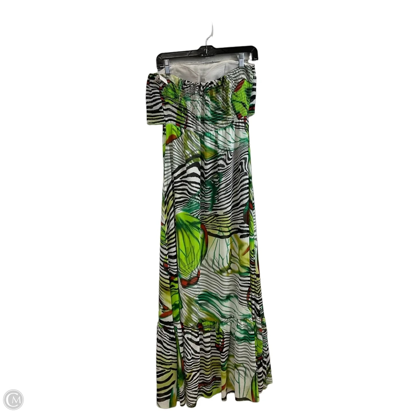 Dress Casual Maxi By PEPPE PELUSO In Green & White, Size: S