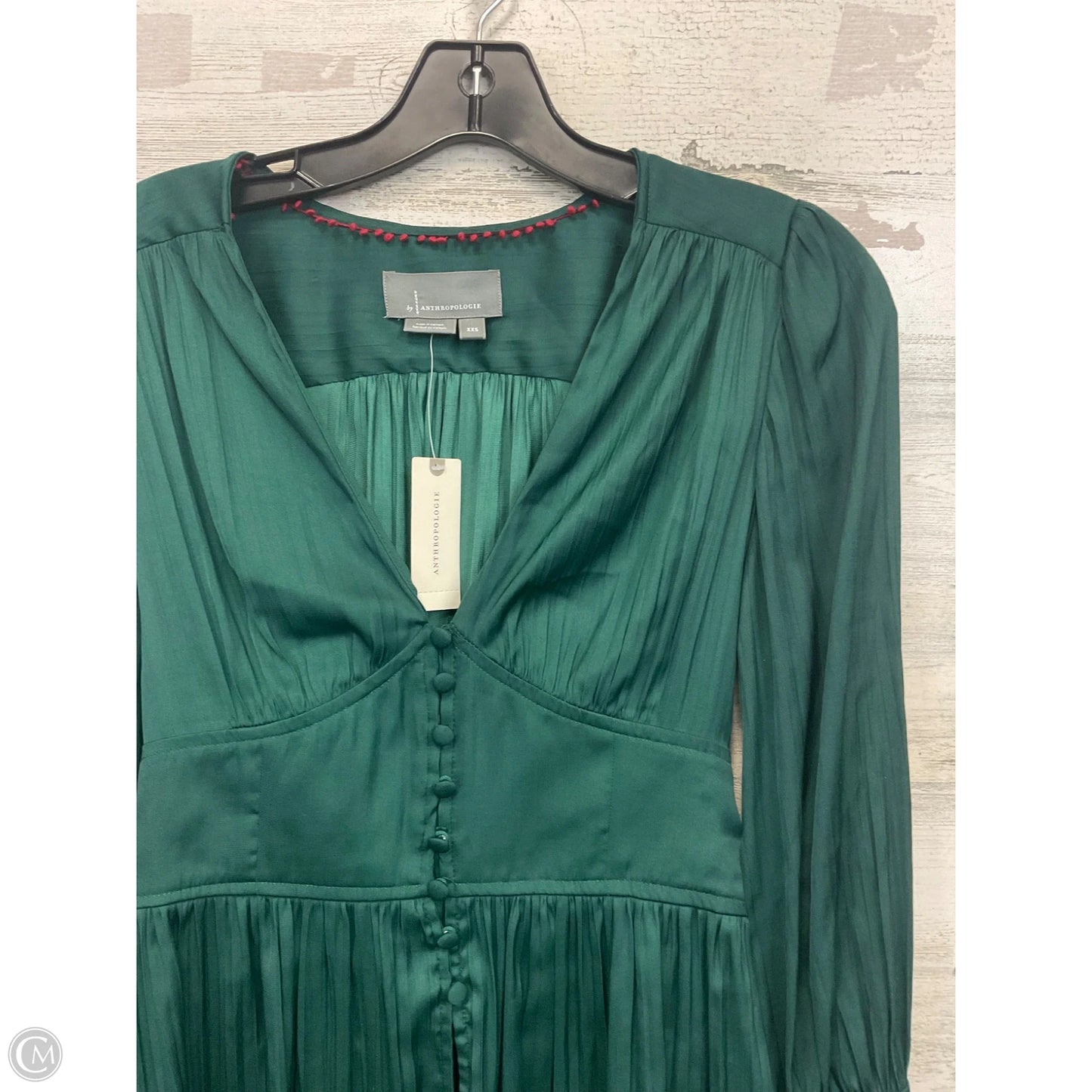 Blouse Long Sleeve By Anthropologie In Green, Size: Xxs
