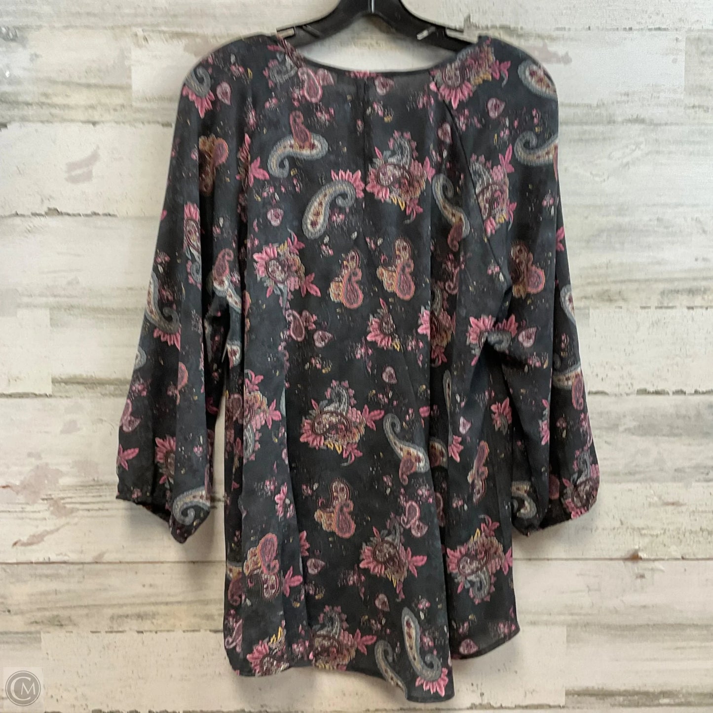 Blouse 3/4 Sleeve By Black Rainn In Grey & Pink, Size: L
