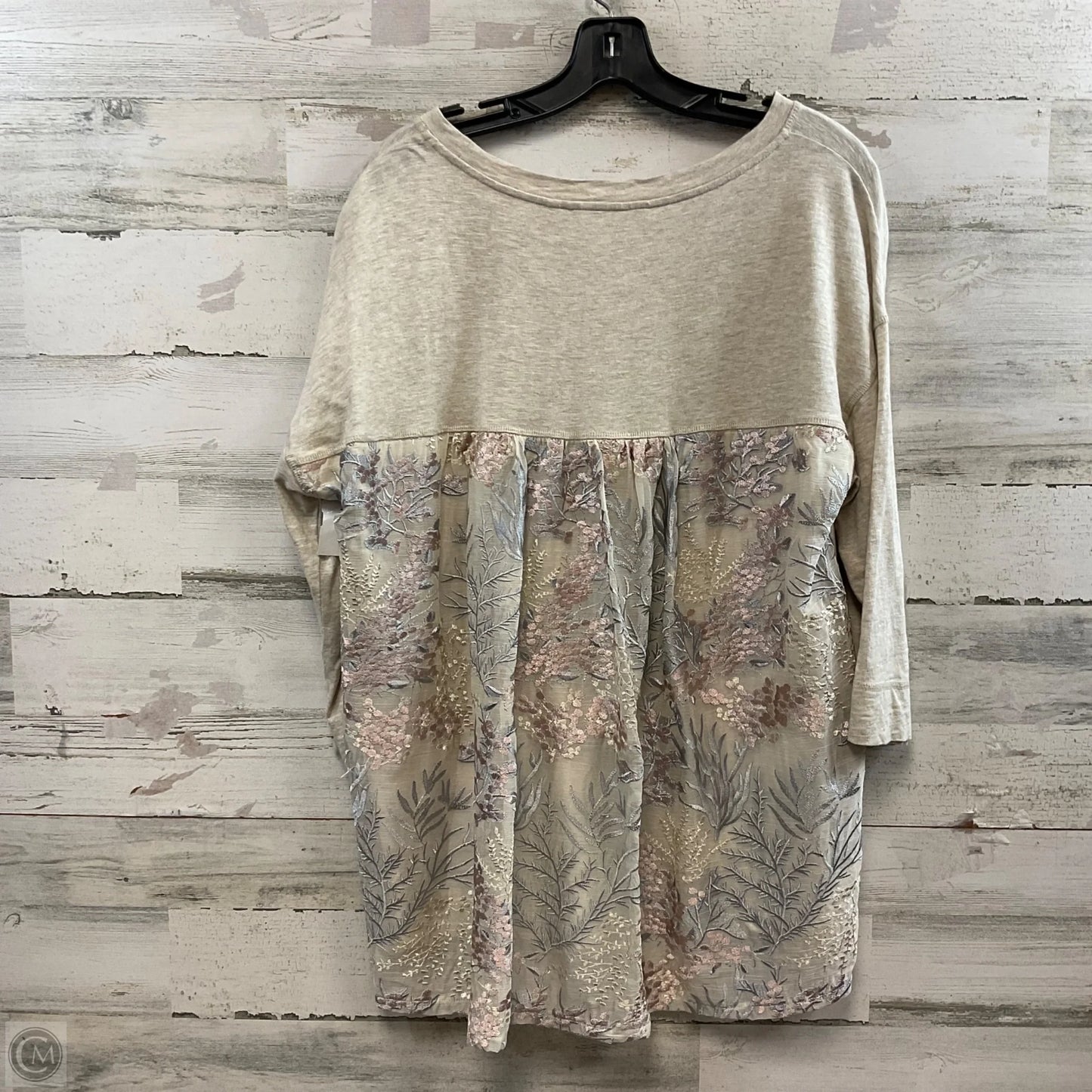 Top 3/4 Sleeve By Soft Surroundings In Tan, Size: L