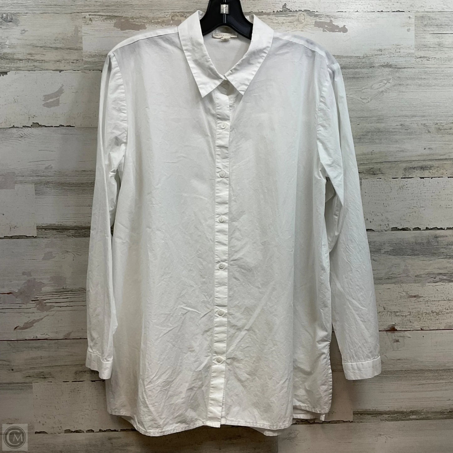 Blouse Long Sleeve By Eileen Fisher In White, Size: M