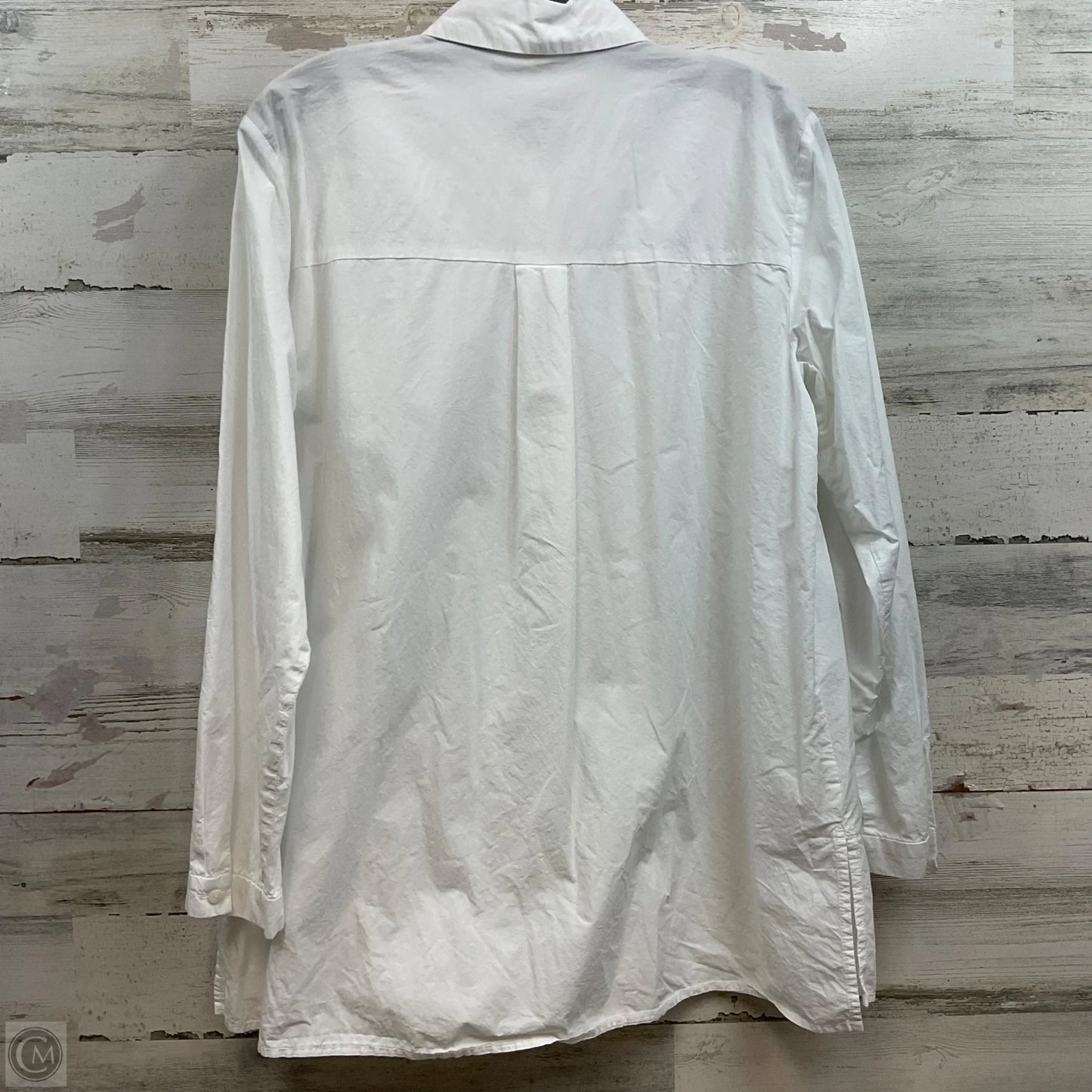Blouse Long Sleeve By Eileen Fisher In White, Size: M