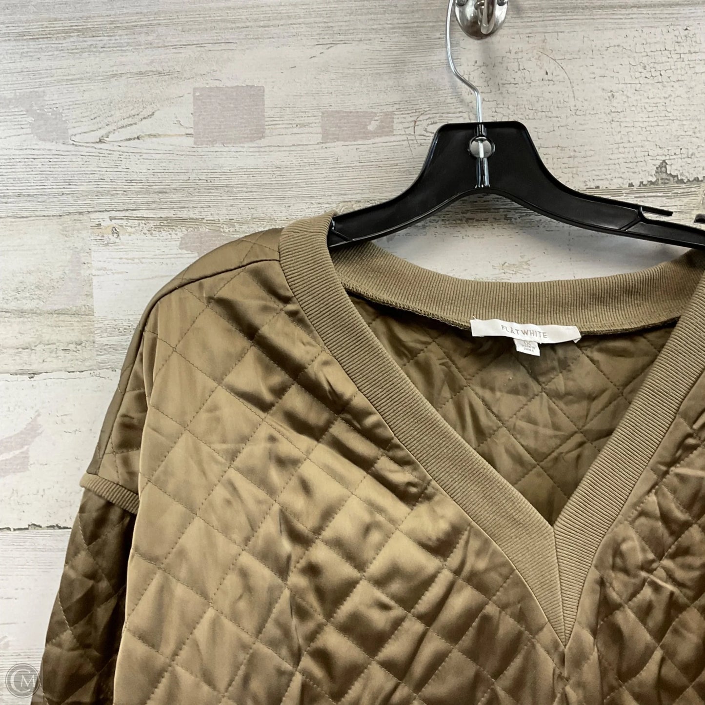 Top Long Sleeve By Flat White In Brown, Size: 1x