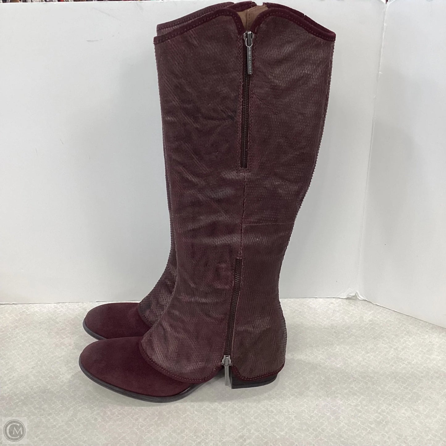 Boots Leather By Donald Pliner In Maroon, Size: 8