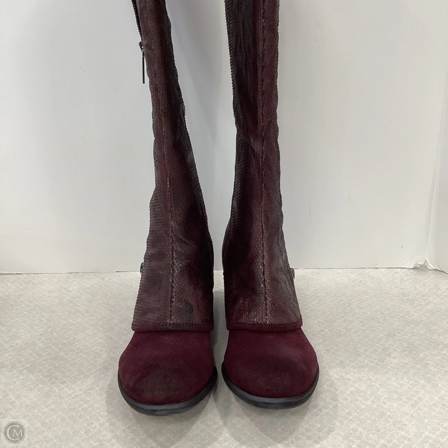 Boots Leather By Donald Pliner In Maroon, Size: 8
