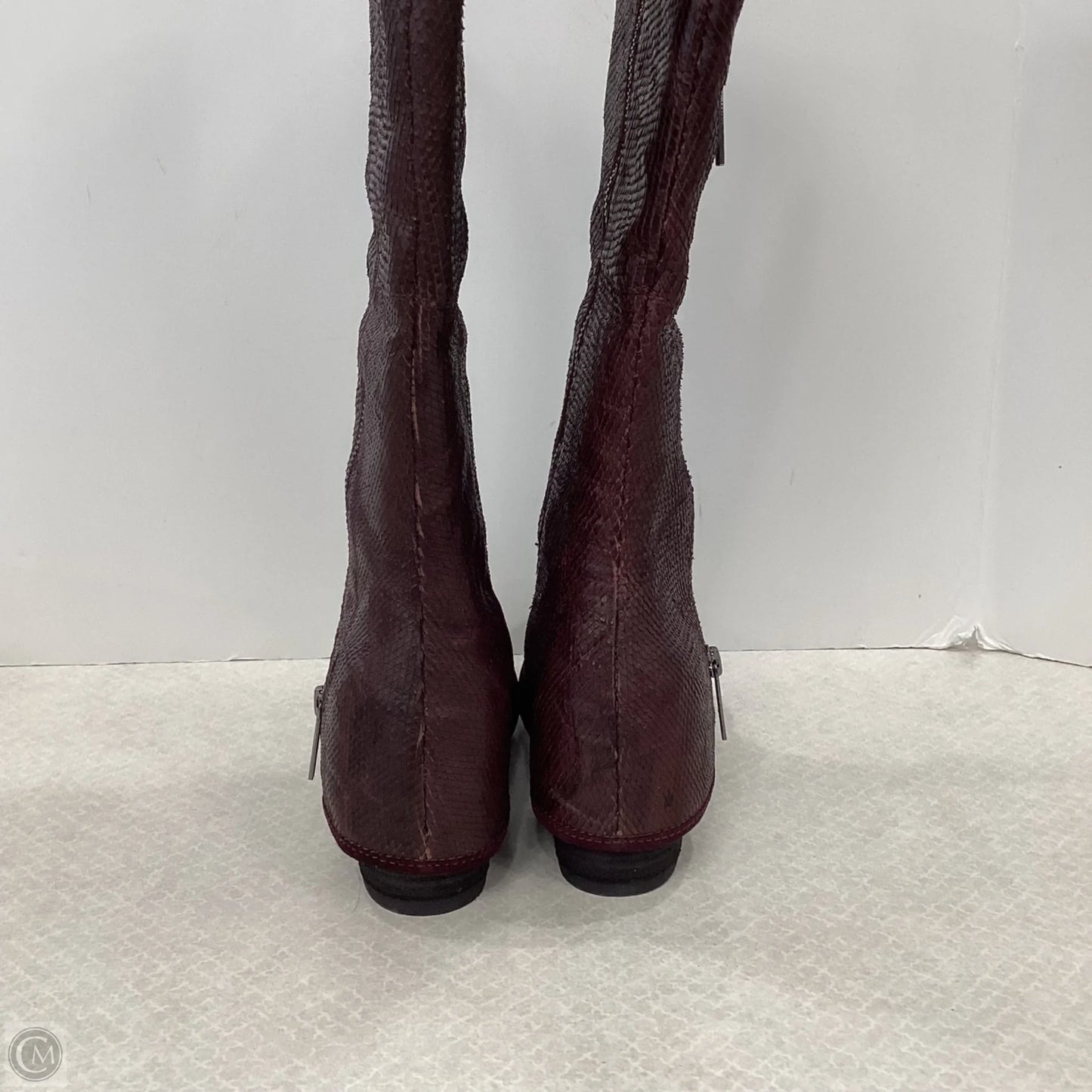 Boots Leather By Donald Pliner In Maroon, Size: 8