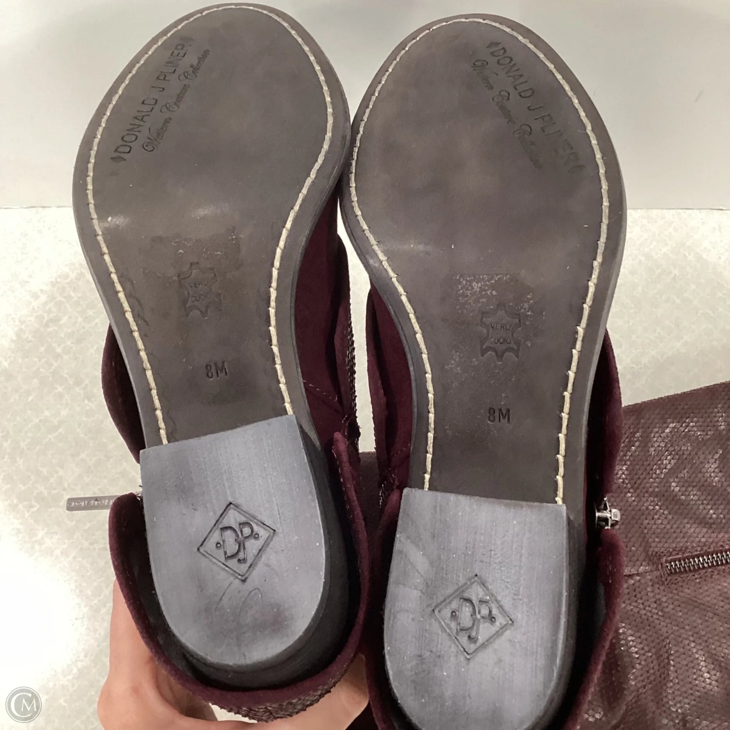 Boots Leather By Donald Pliner In Maroon, Size: 8