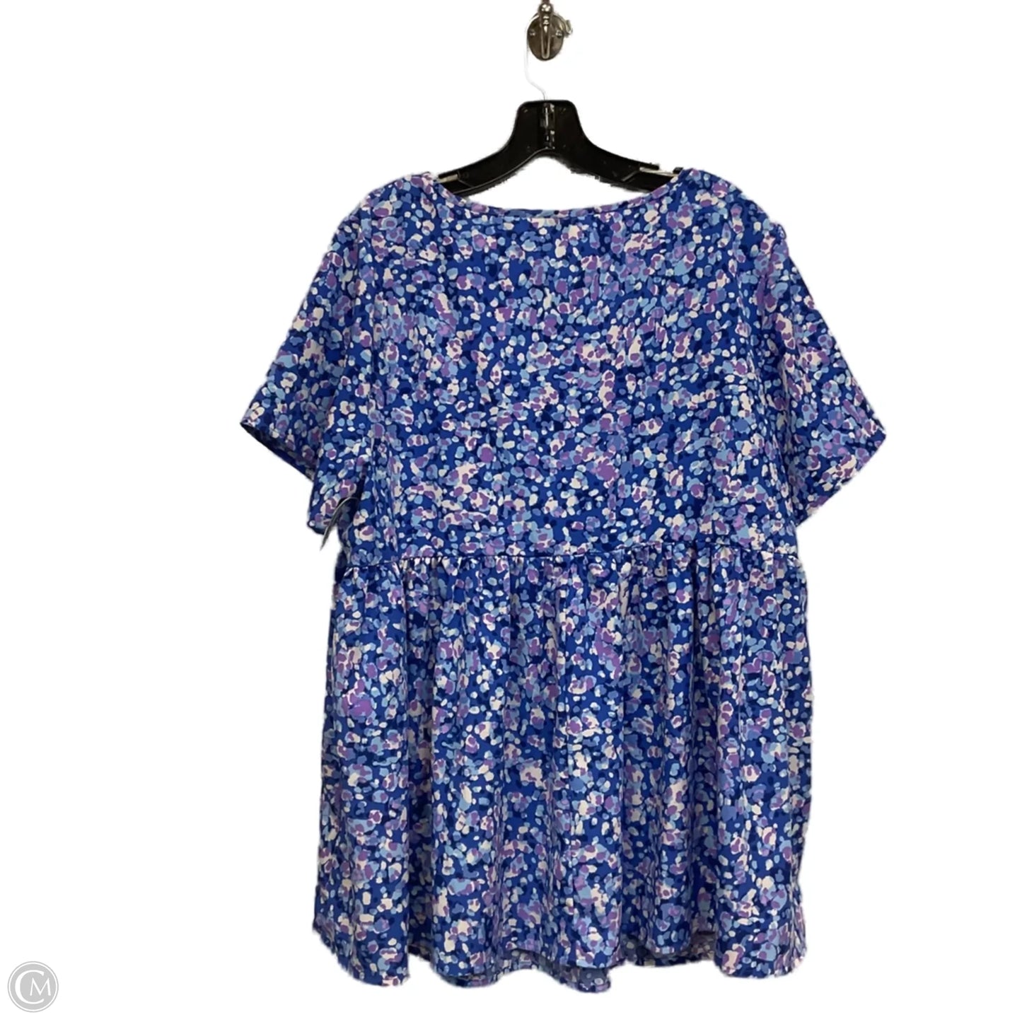 Top Short Sleeve By Emery Rose In Blue & Purple, Size: 1x