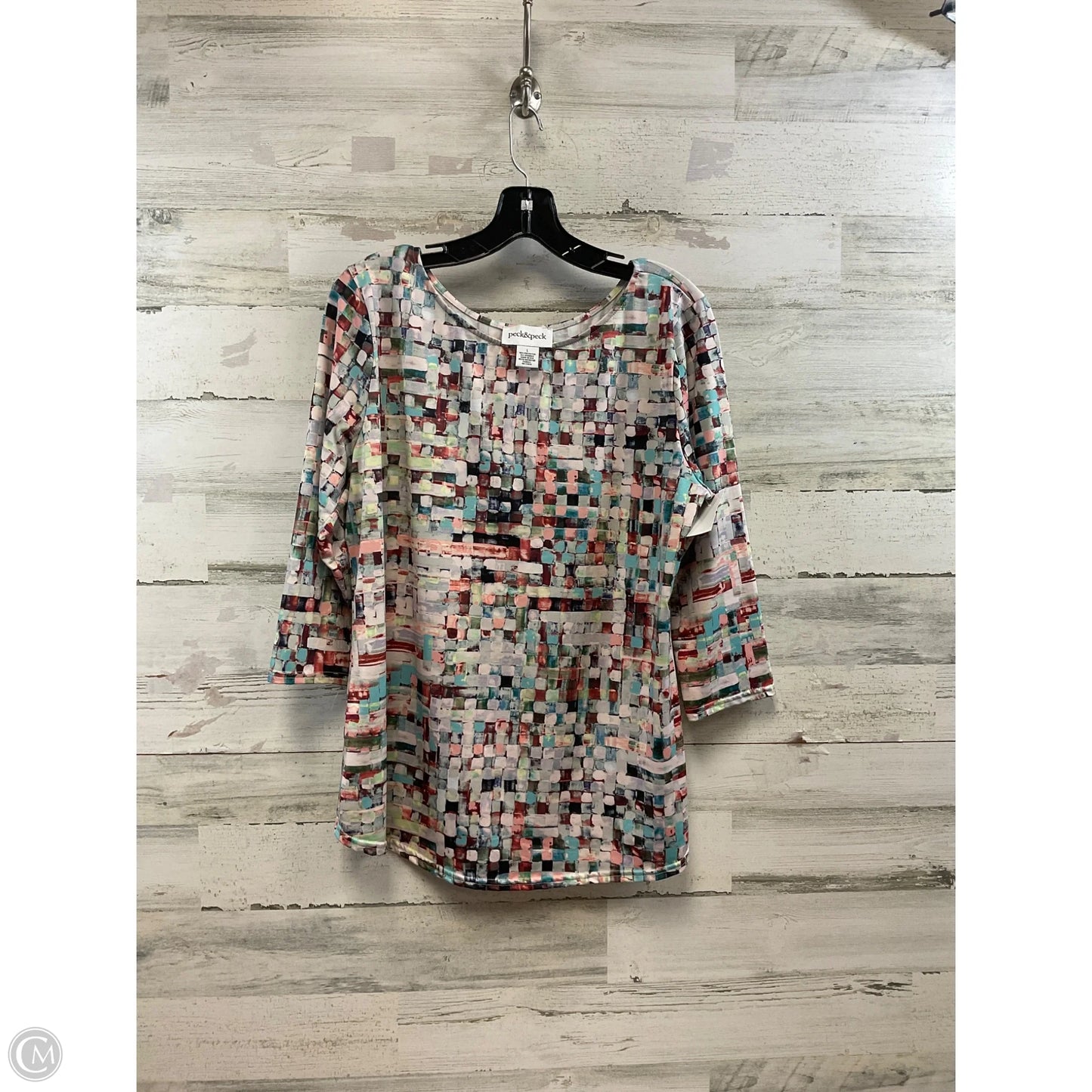 Top Long Sleeve By Peck And Peck In Pink & Red, Size: L