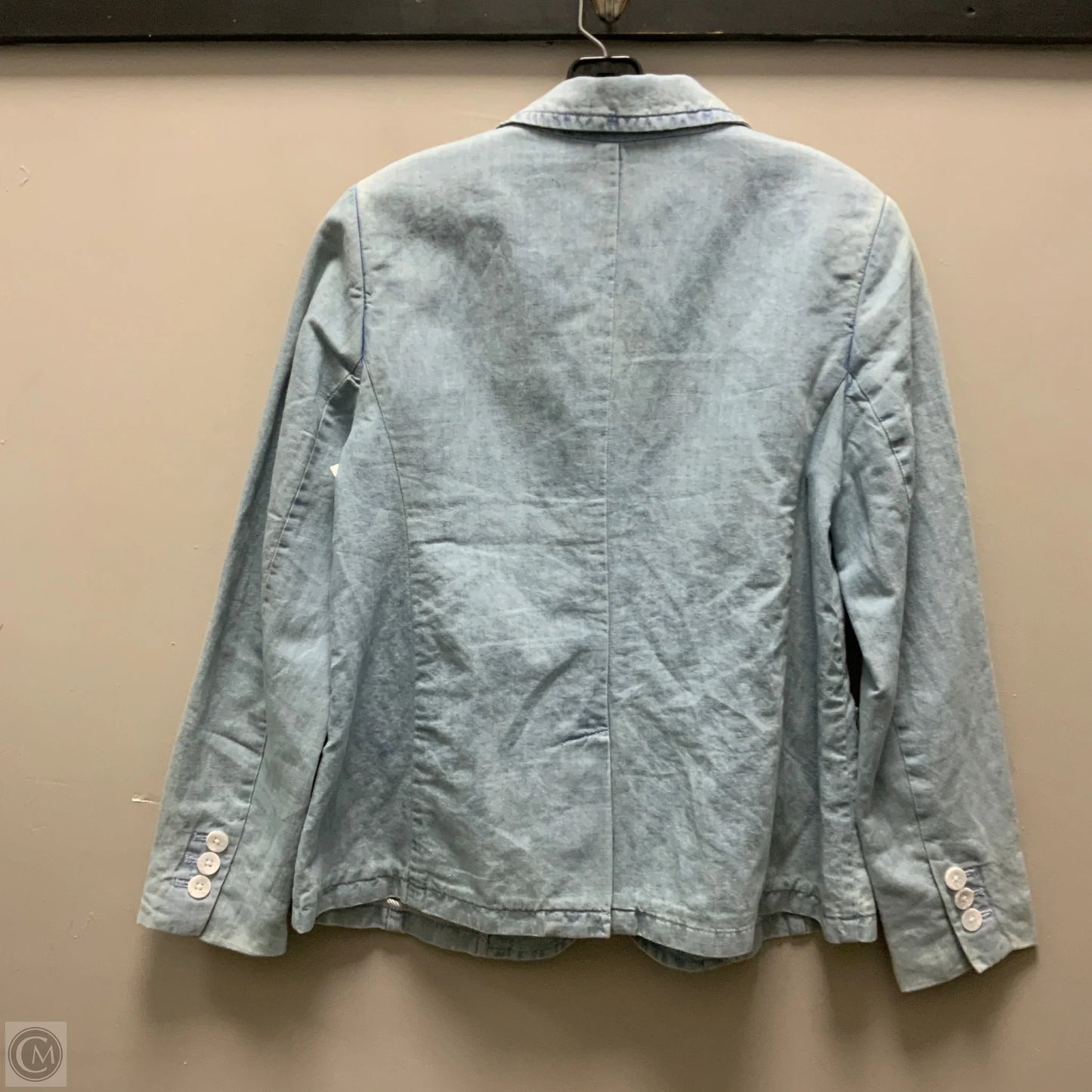 Blazer By Talbots In Blue Denim, Size: M