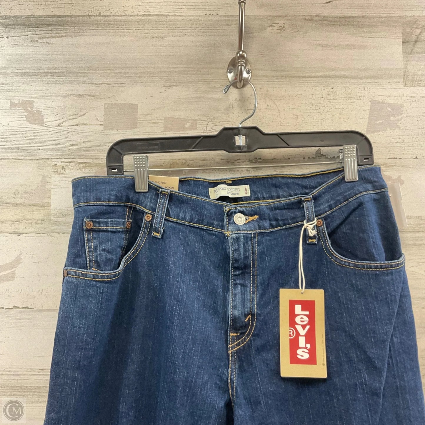 Jeans Straight By Levis In Blue Denim, Size: 14