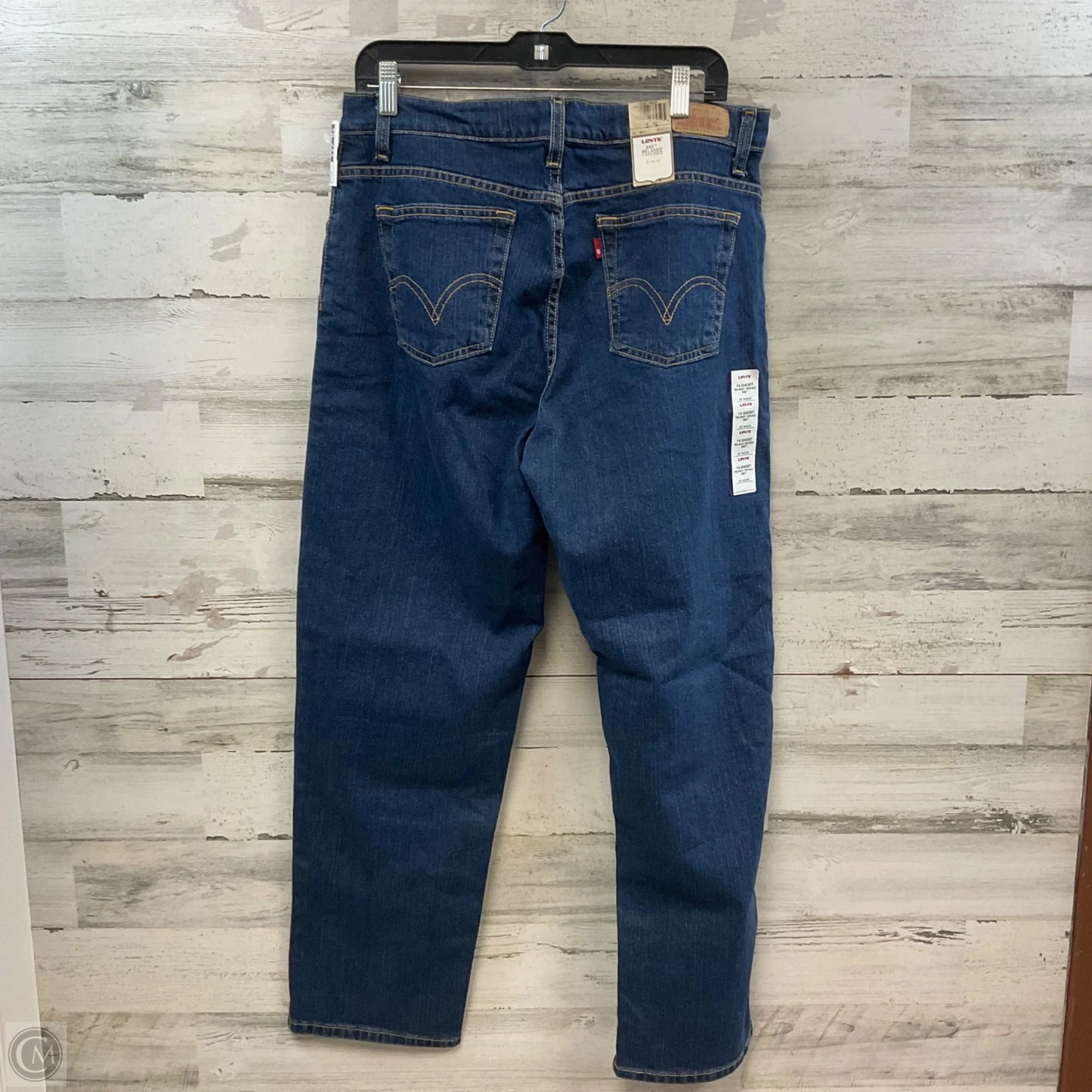 Jeans Straight By Levis In Blue Denim, Size: 14