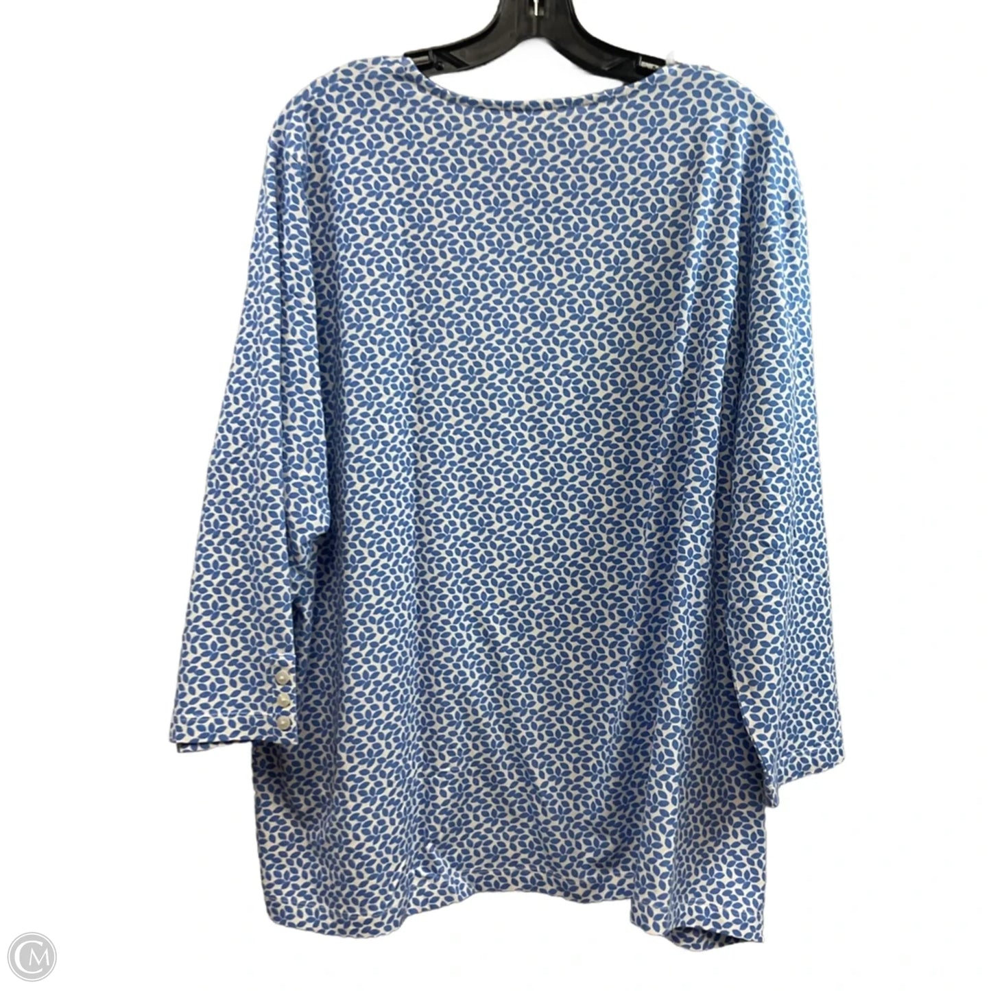 Top Long Sleeve By Appleseeds In Blue & White, Size: 3x