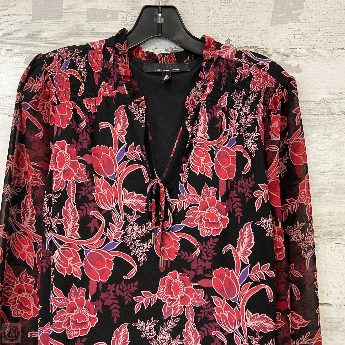 Blouse Long Sleeve By White House Black Market In Red, Size: L