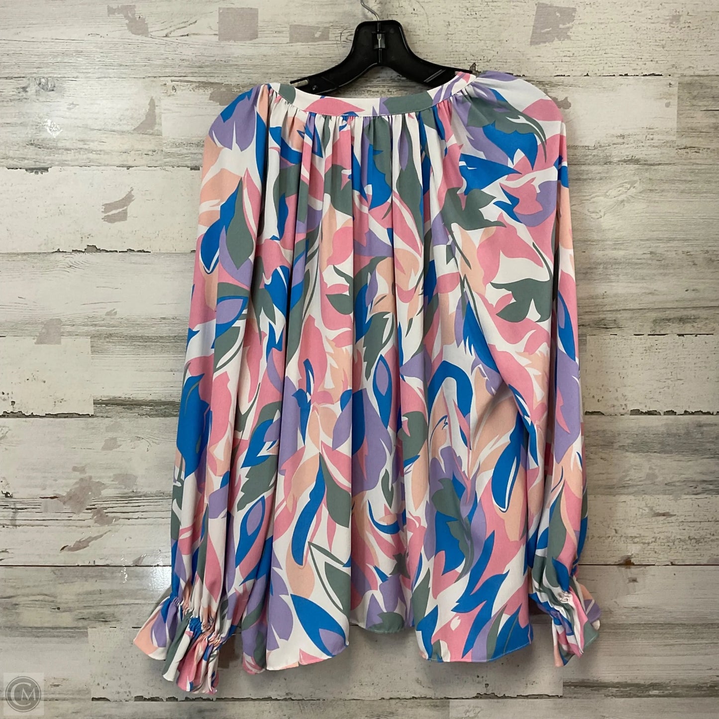 Blouse Long Sleeve By Entro In Blue, Size: L