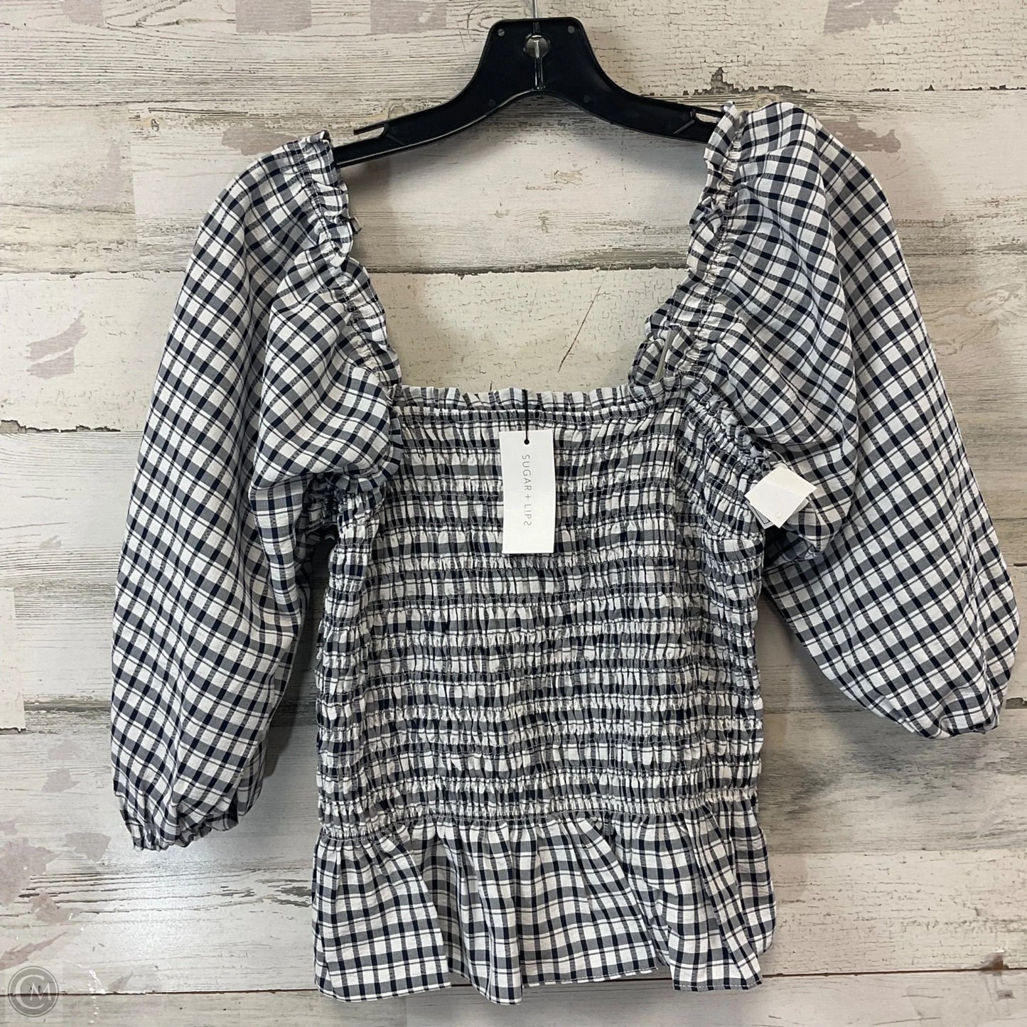 Top Long Sleeve By Sugar Lips In Blue & White, Size: S