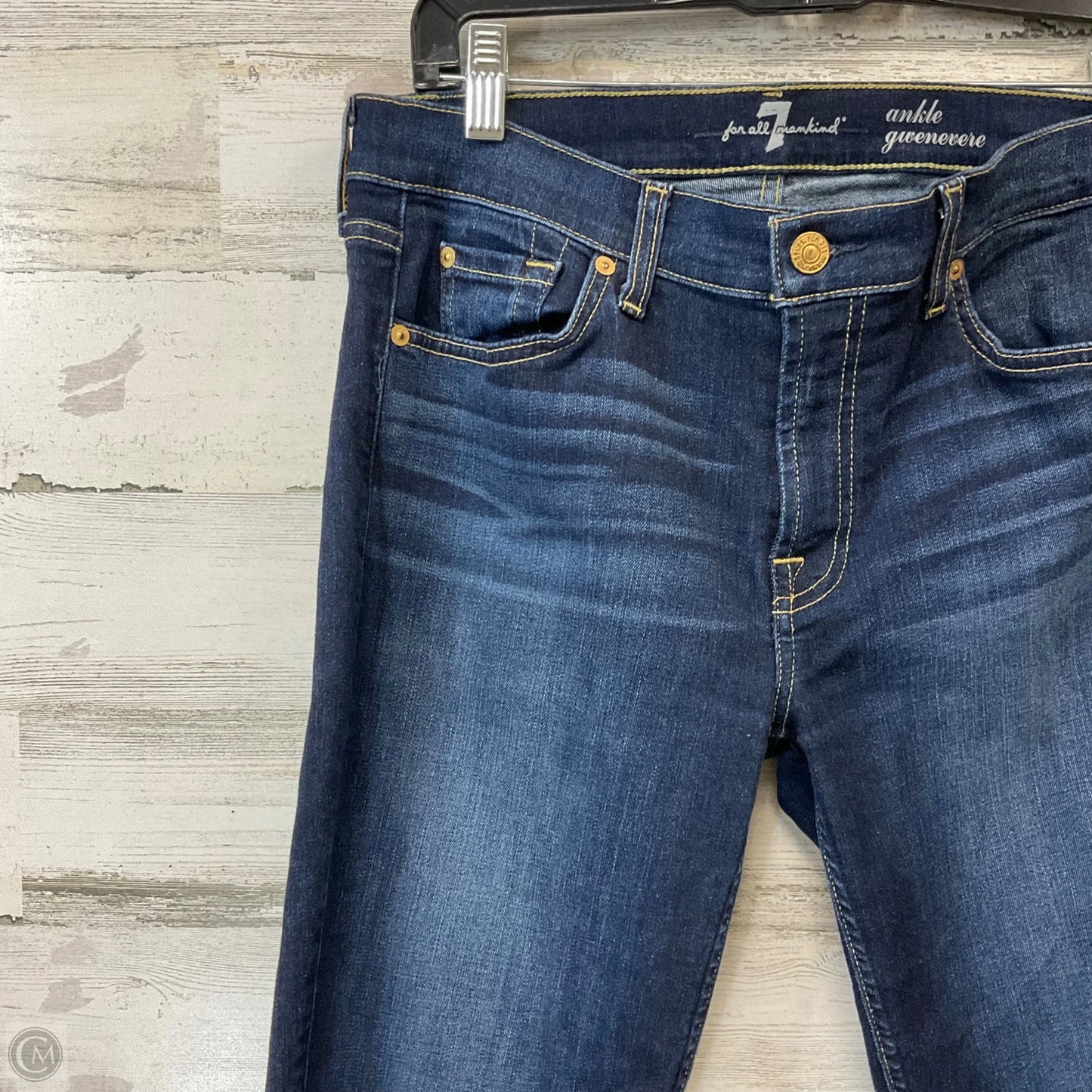 Jeans Cropped By 7 For All Mankind In Blue Denim, Size: 12