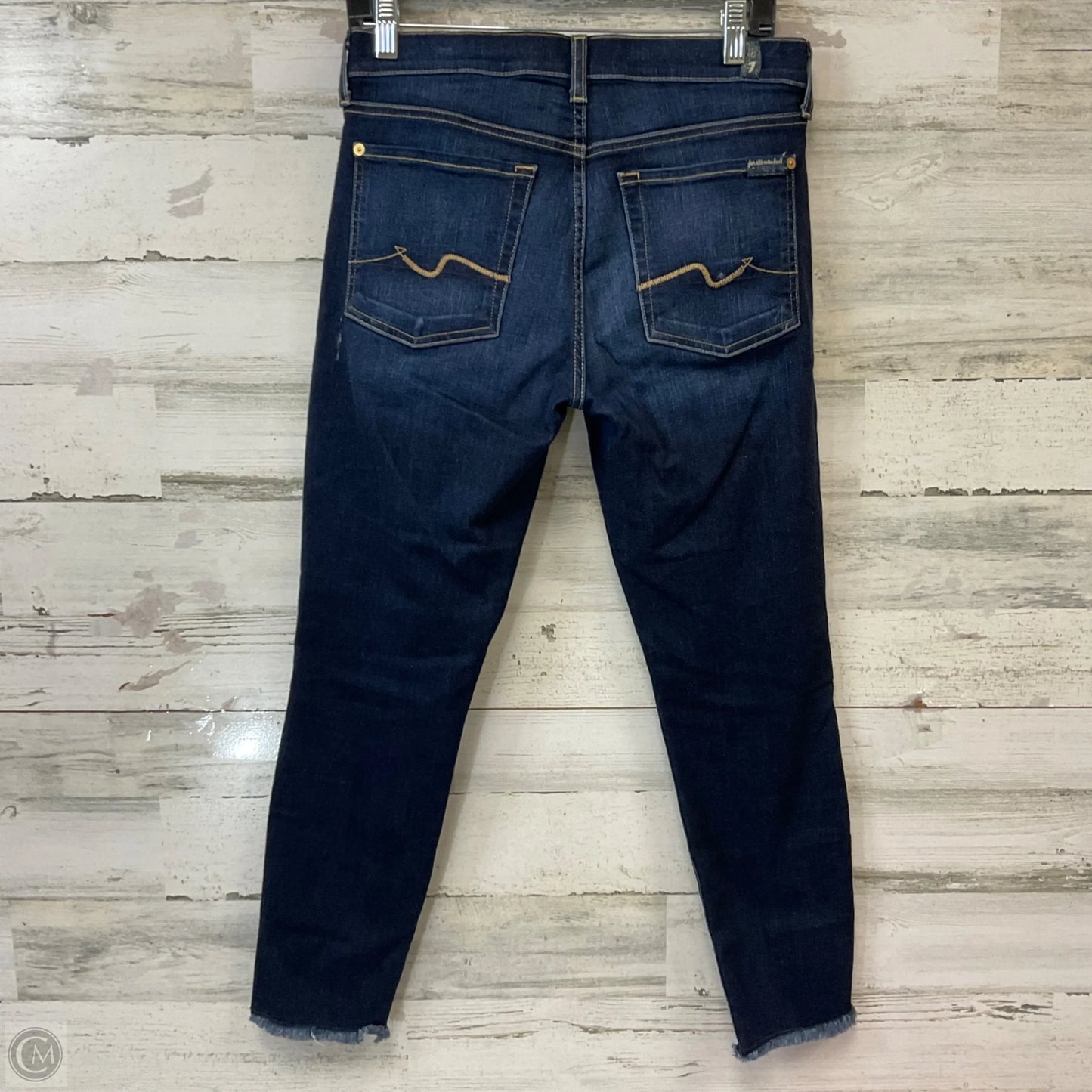 Jeans Cropped By 7 For All Mankind In Blue Denim, Size: 12