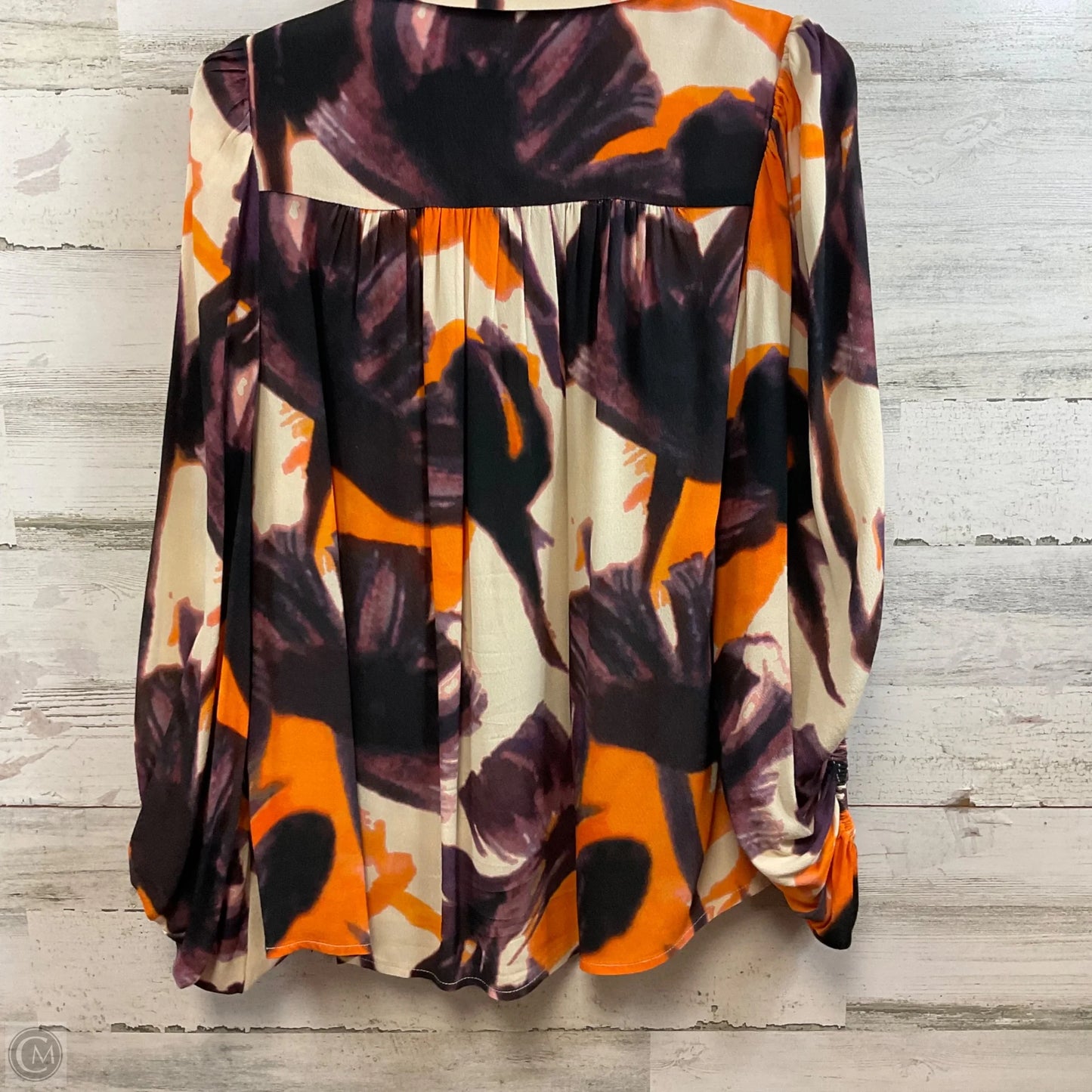 Blouse Long Sleeve By Hutch In Black & Cream, Size: S
