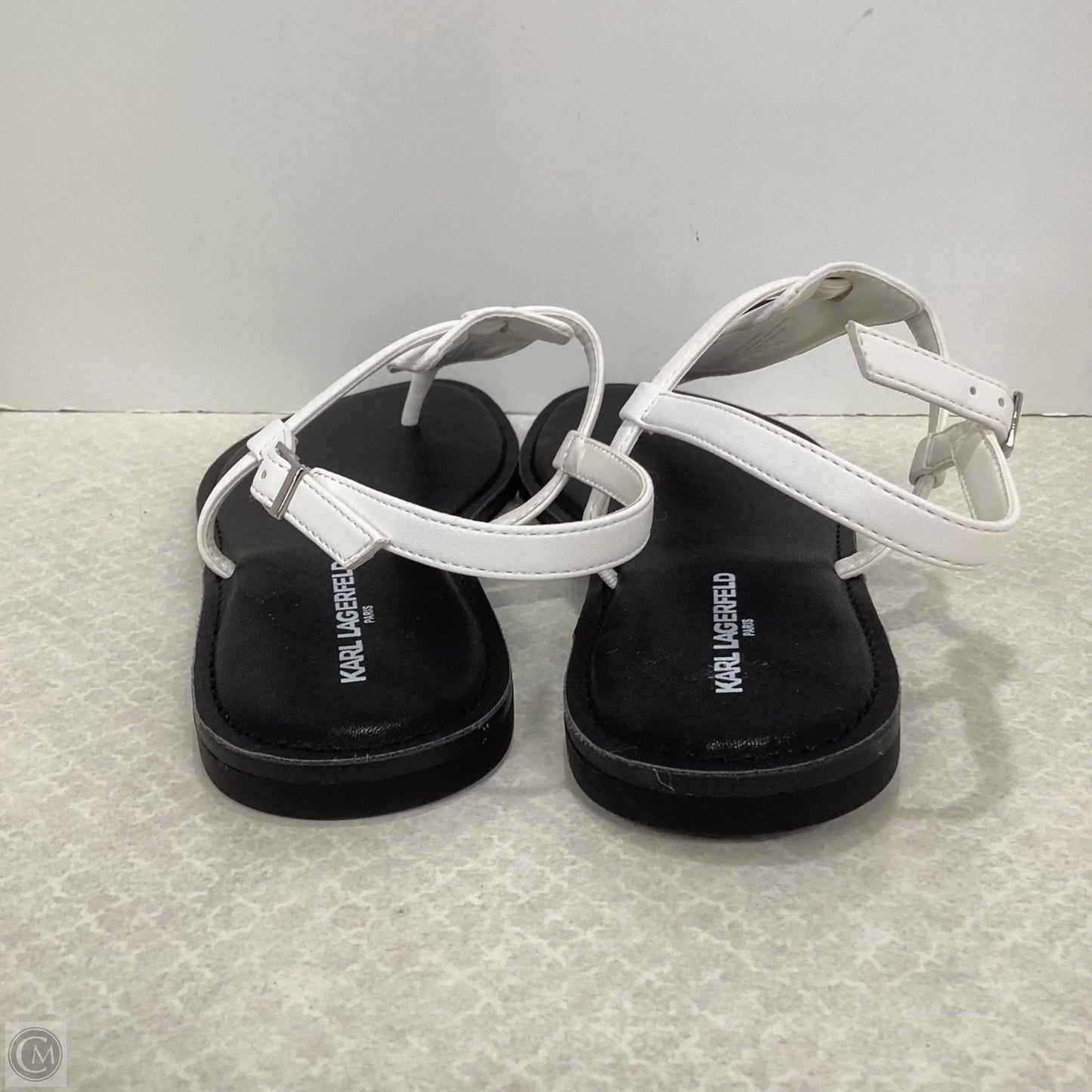 Sandals Flip Flops By Karl Lagerfeld In Black & White, Size: 8.5