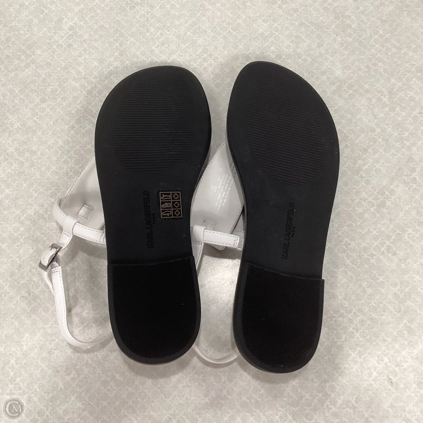 Sandals Flip Flops By Karl Lagerfeld In Black & White, Size: 8.5