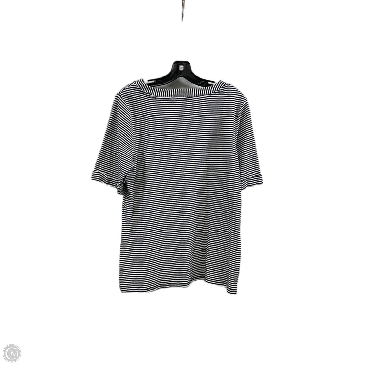 Top Short Sleeve Basic By Croft And Barrow In Blue & White, Size: L