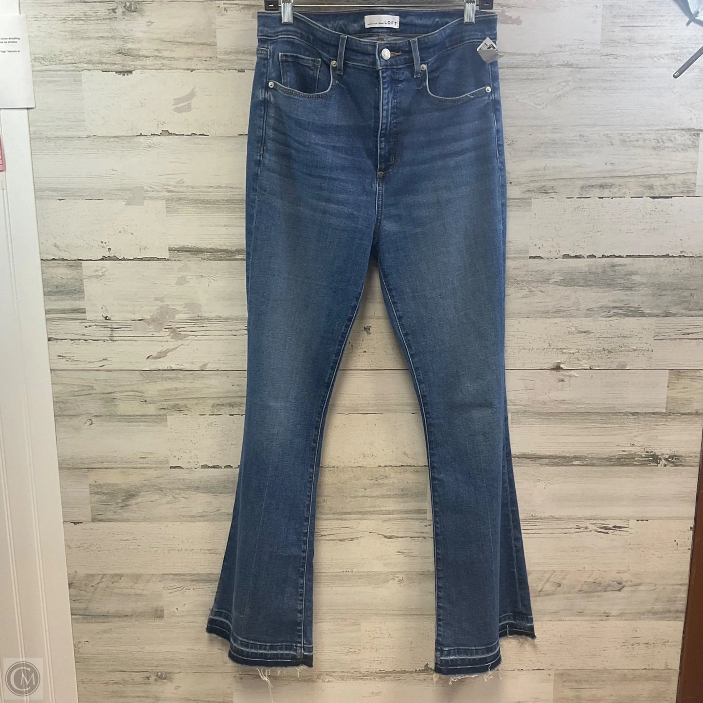 Jeans Flared By Loft In Blue Denim, Size: 8