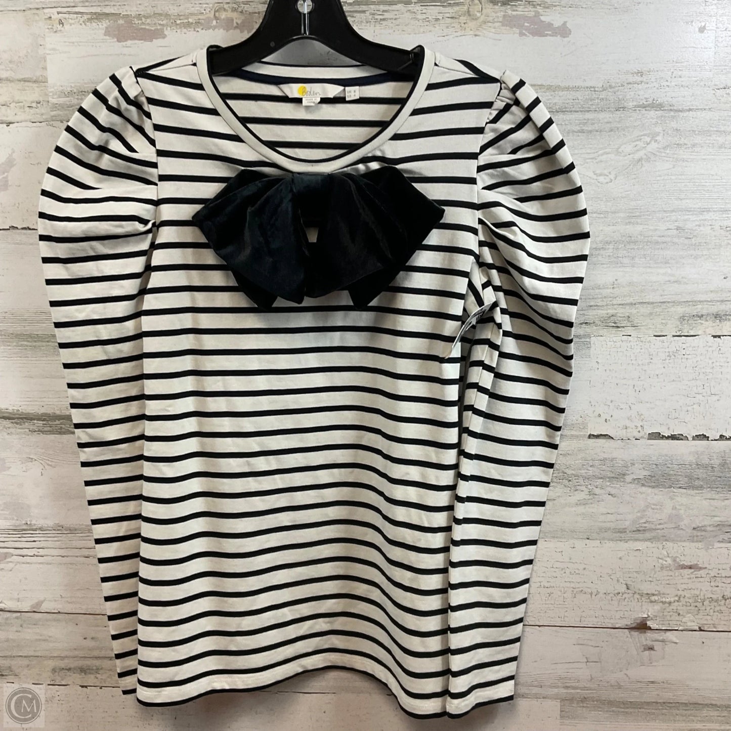 Top Long Sleeve By Boden In Black & Cream, Size: S