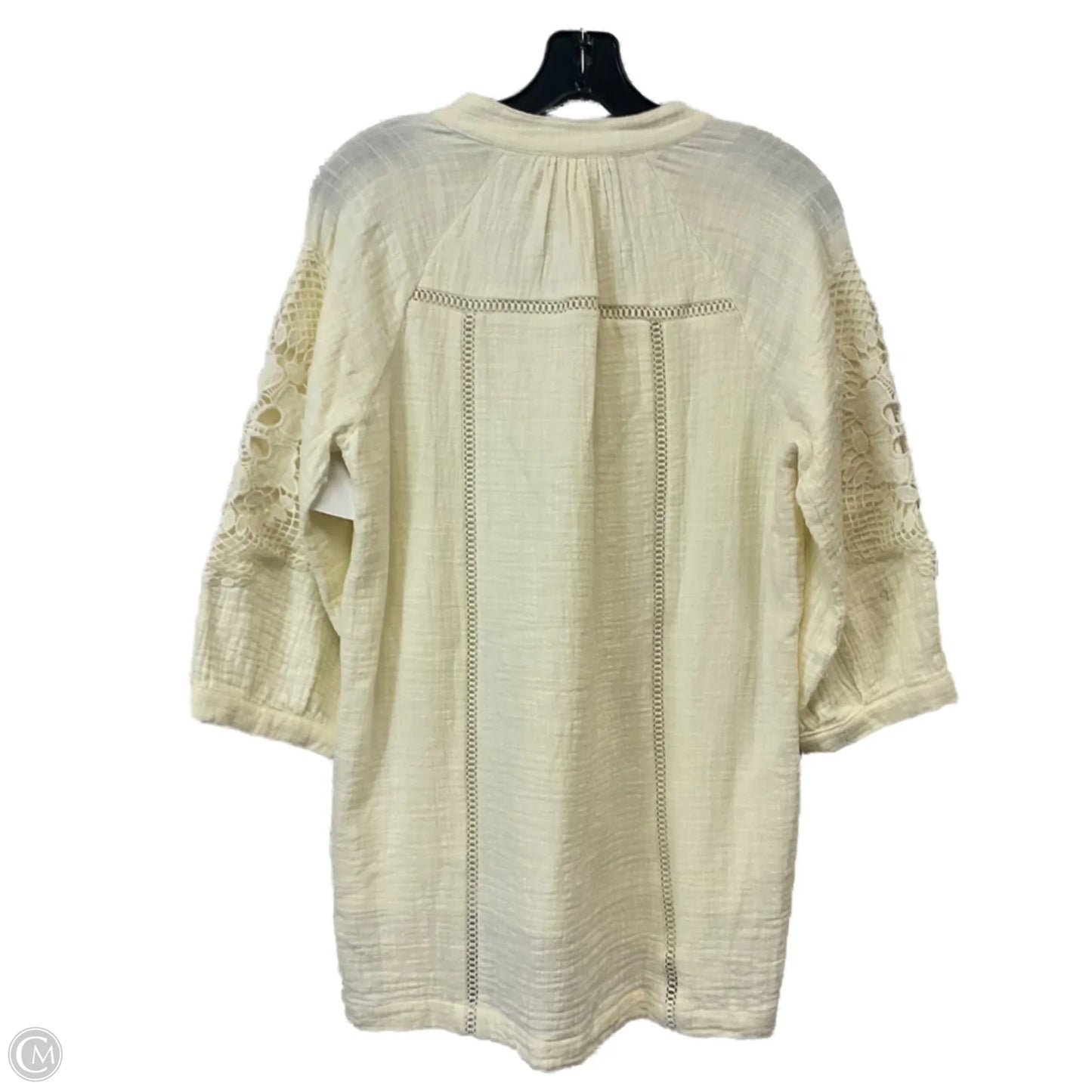 Top 3/4 Sleeve By Soft Surroundings In Cream, Size: S