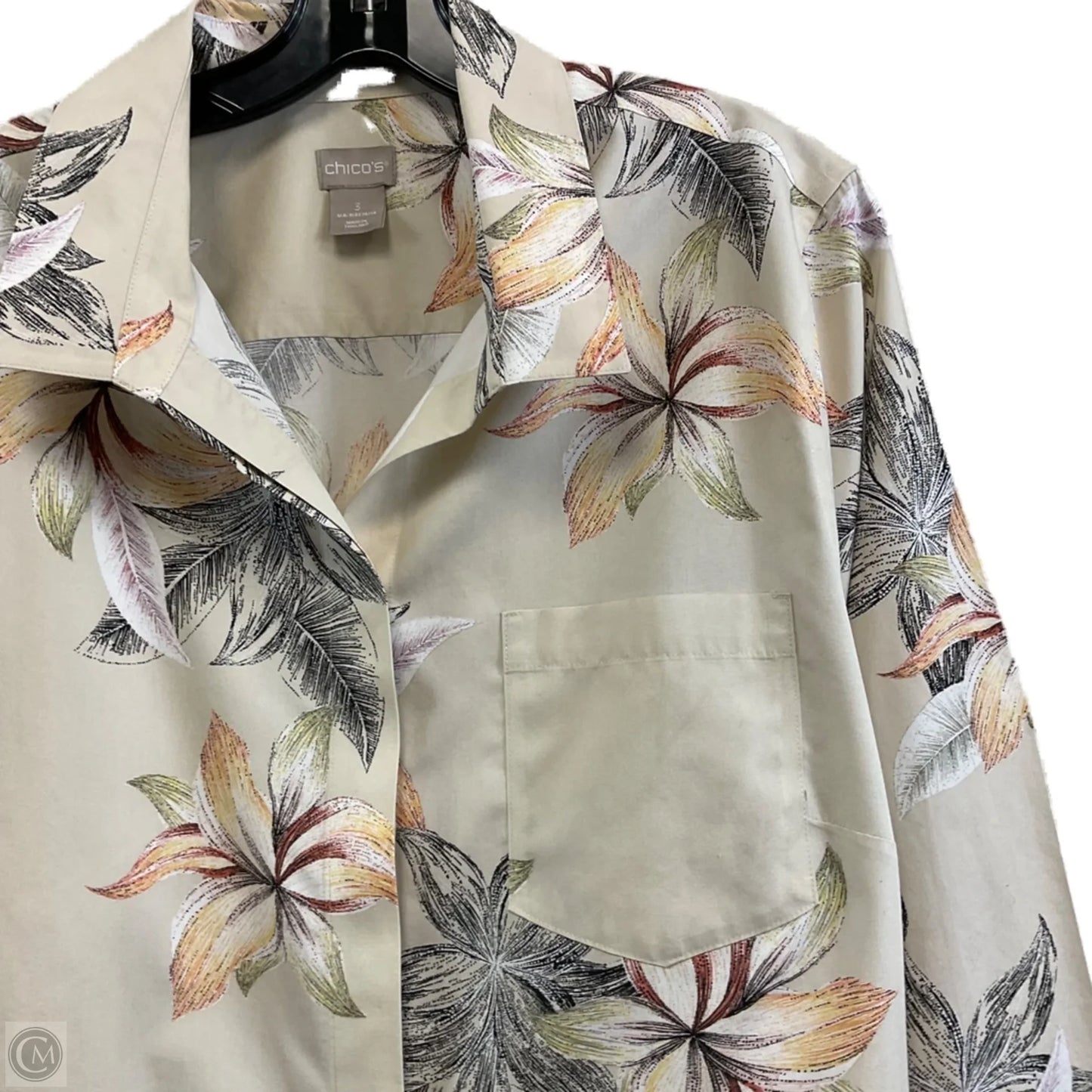 Blouse 3/4 Sleeve By Chicos In Tan, Size: Xl
