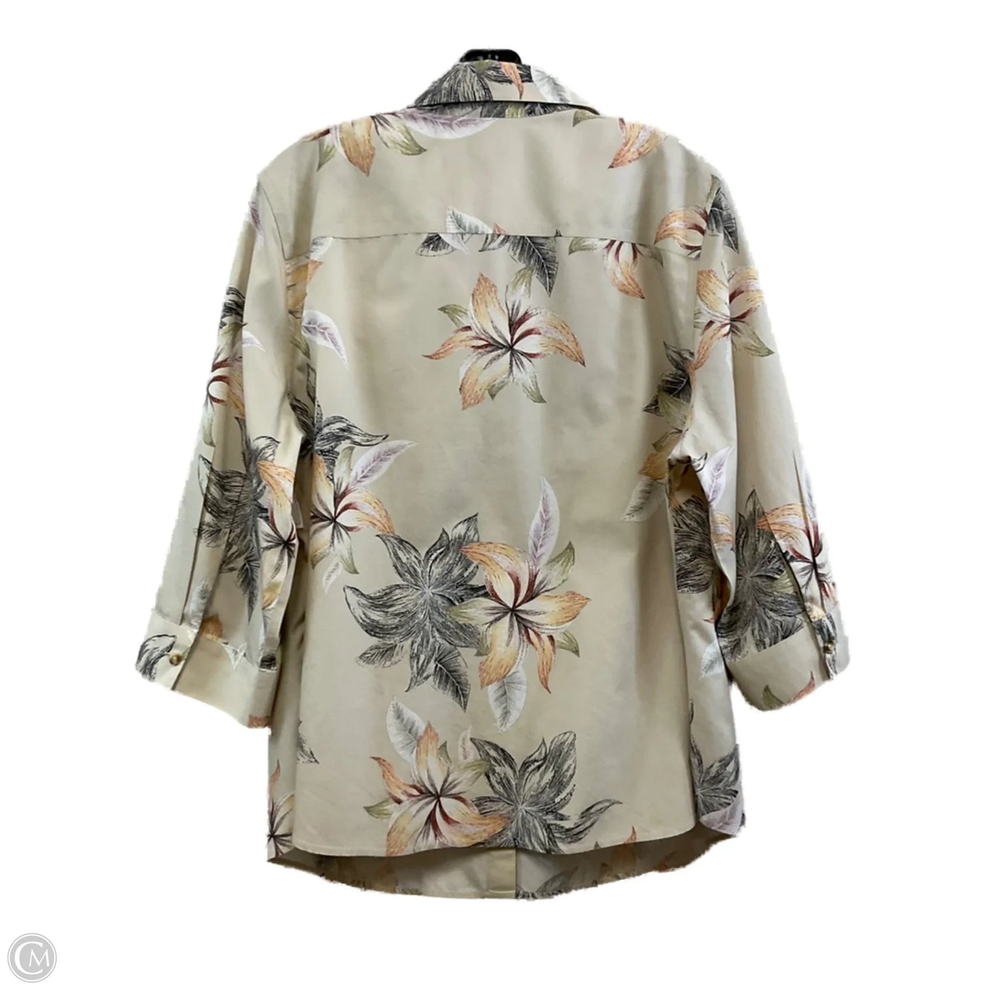 Blouse 3/4 Sleeve By Chicos In Tan, Size: Xl