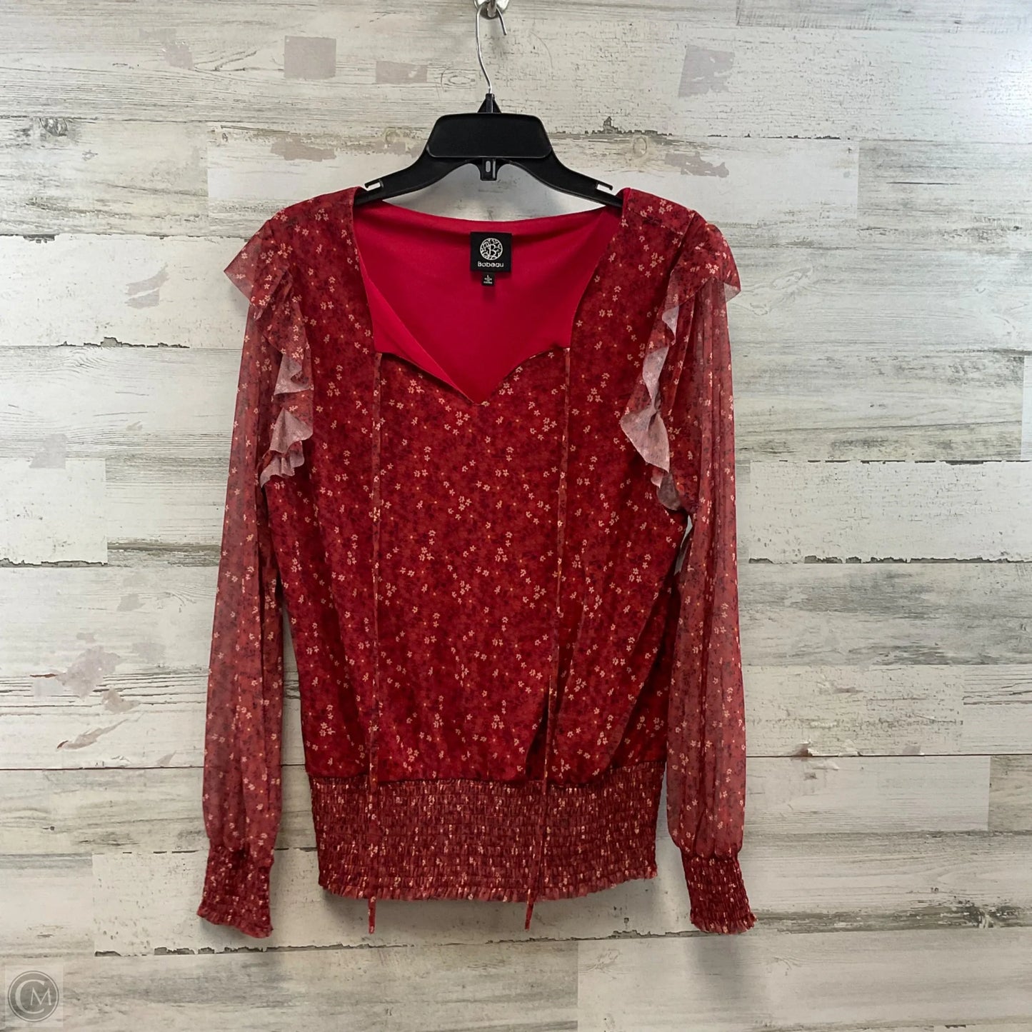 Top Long Sleeve By Bobeau In Red, Size: L