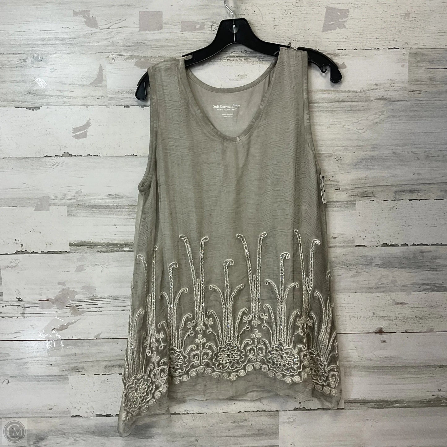 Top Sleeveless By Soft Surroundings In Grey, Size: Mp