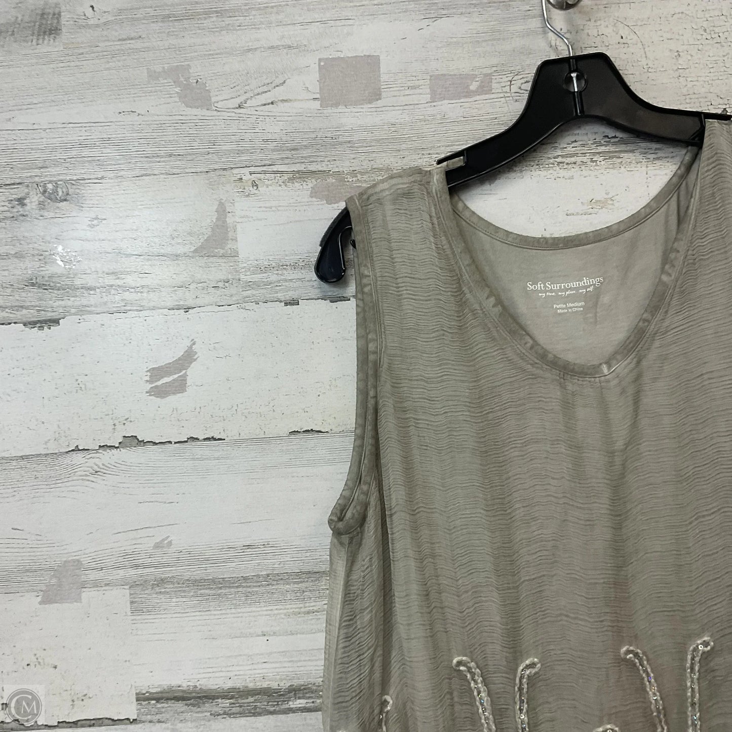 Top Sleeveless By Soft Surroundings In Grey, Size: Mp