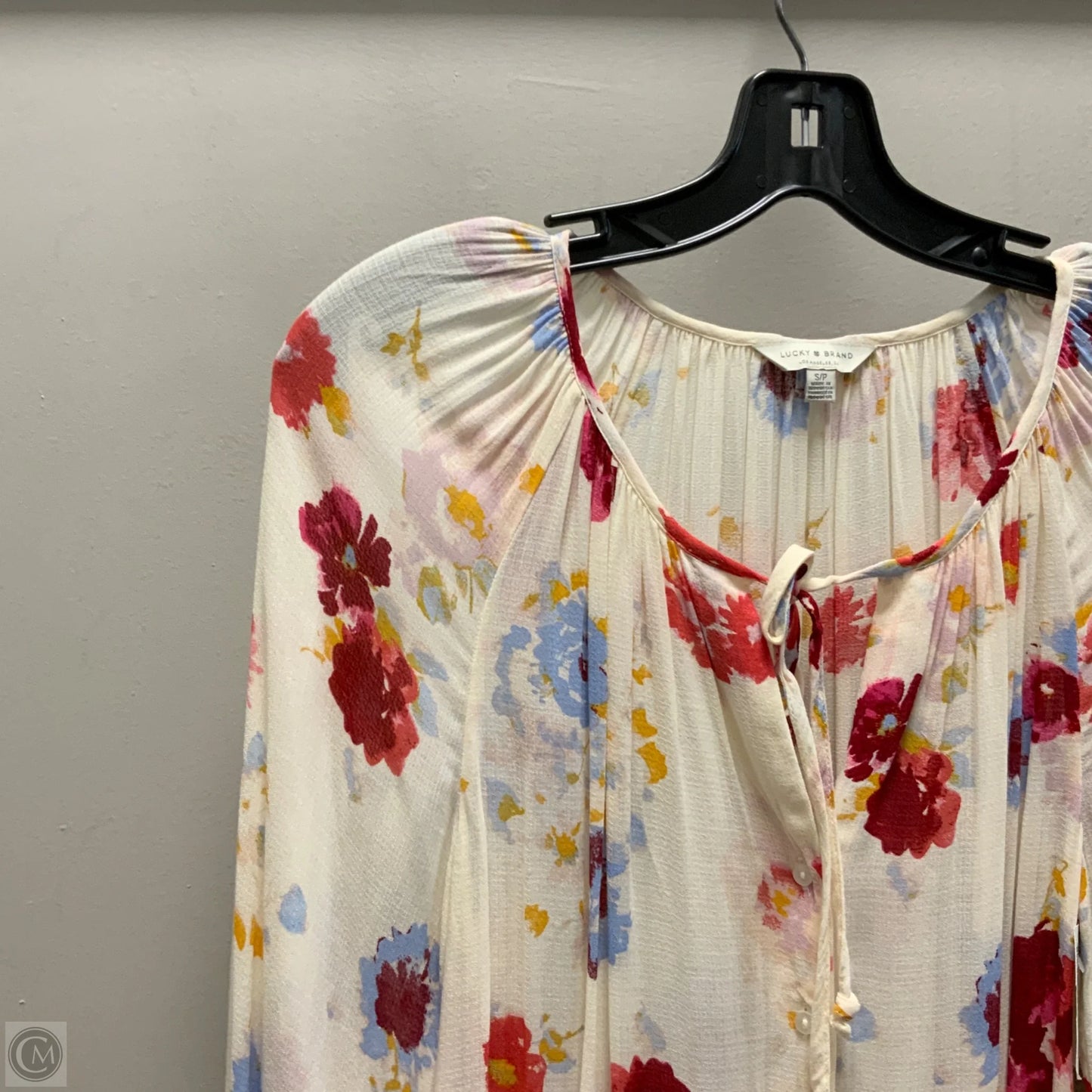 Blouse Long Sleeve By Lucky Brand In Cream, Size: S