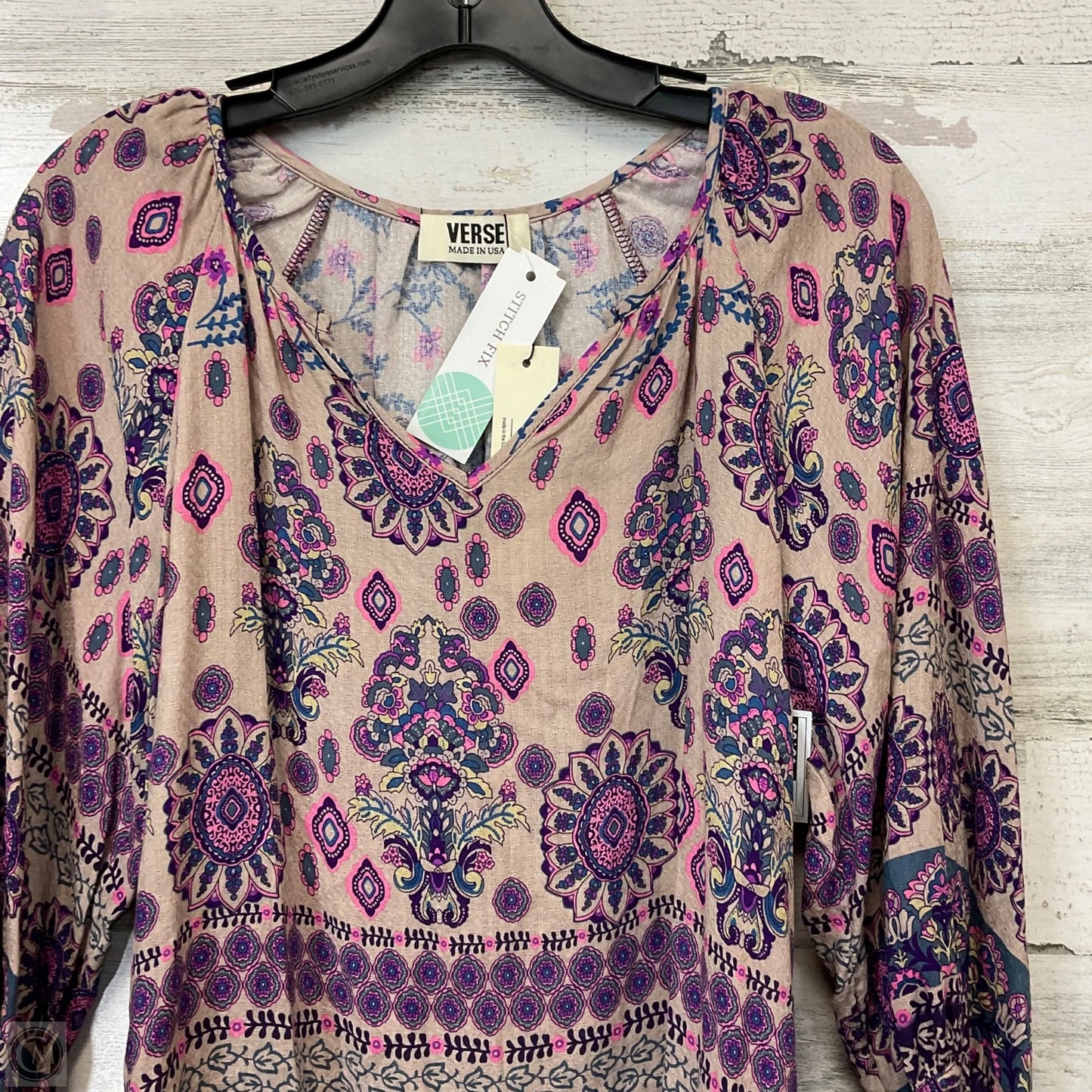 Top 3/4 Sleeve By Versa In Brown, Size: S