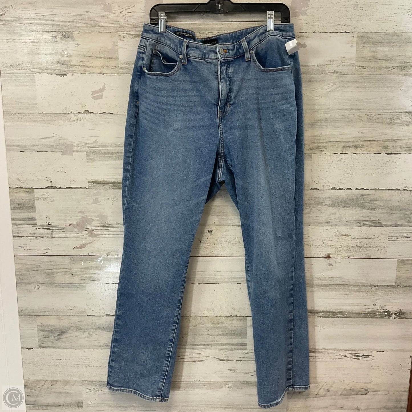 Jeans Straight By Talbots In Blue Denim, Size: 14