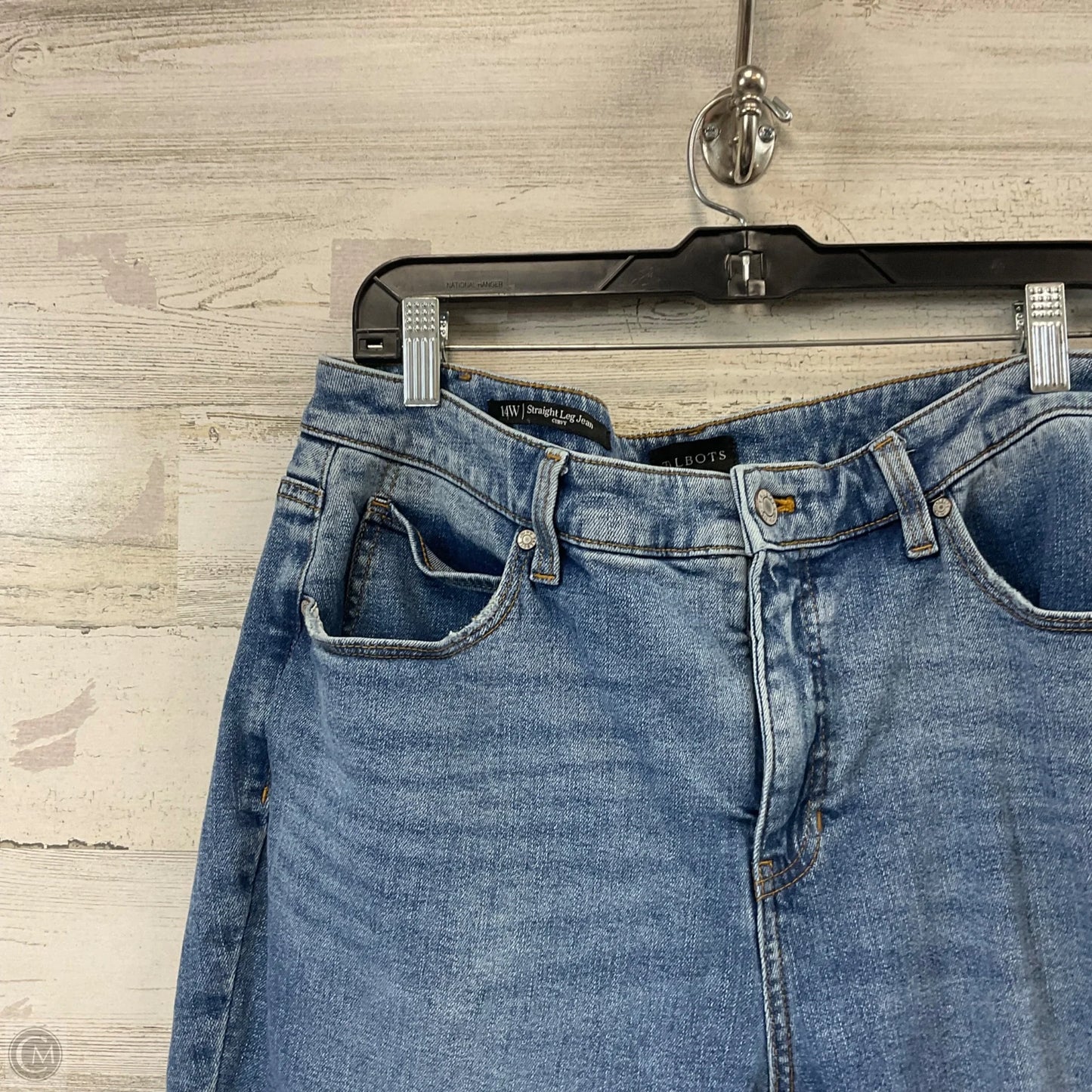 Jeans Straight By Talbots In Blue Denim, Size: 14