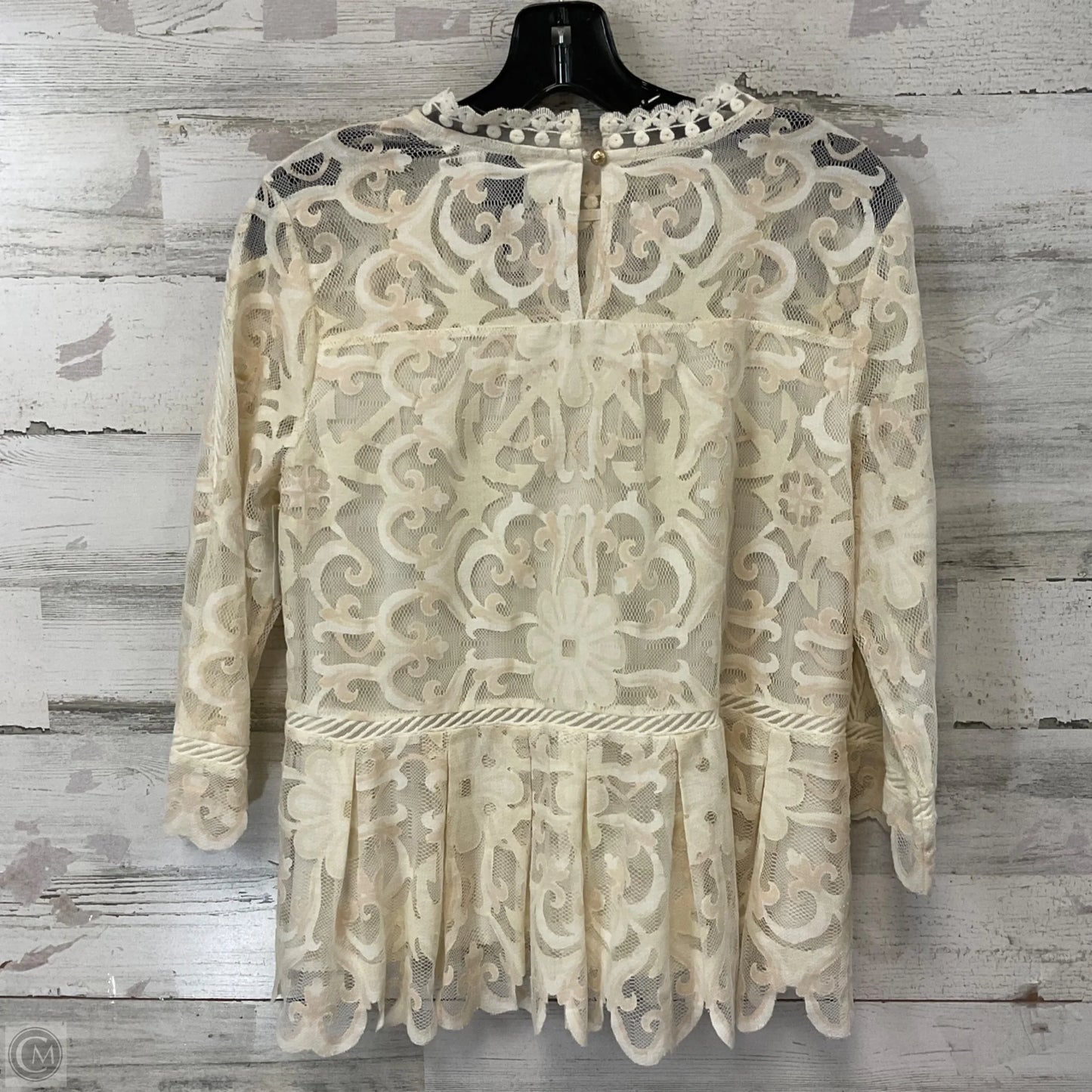 Blouse 3/4 Sleeve By Hd In Paris In Cream, Size: S
