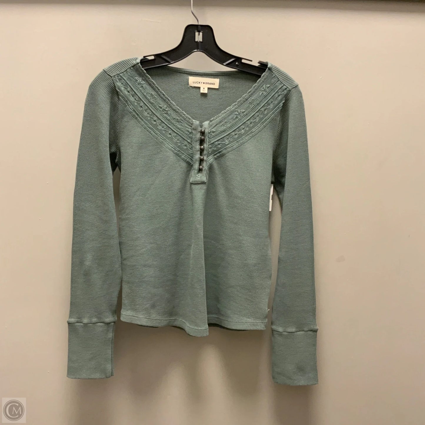 Top Long Sleeve Basic By Lucky Brand In Green, Size: M