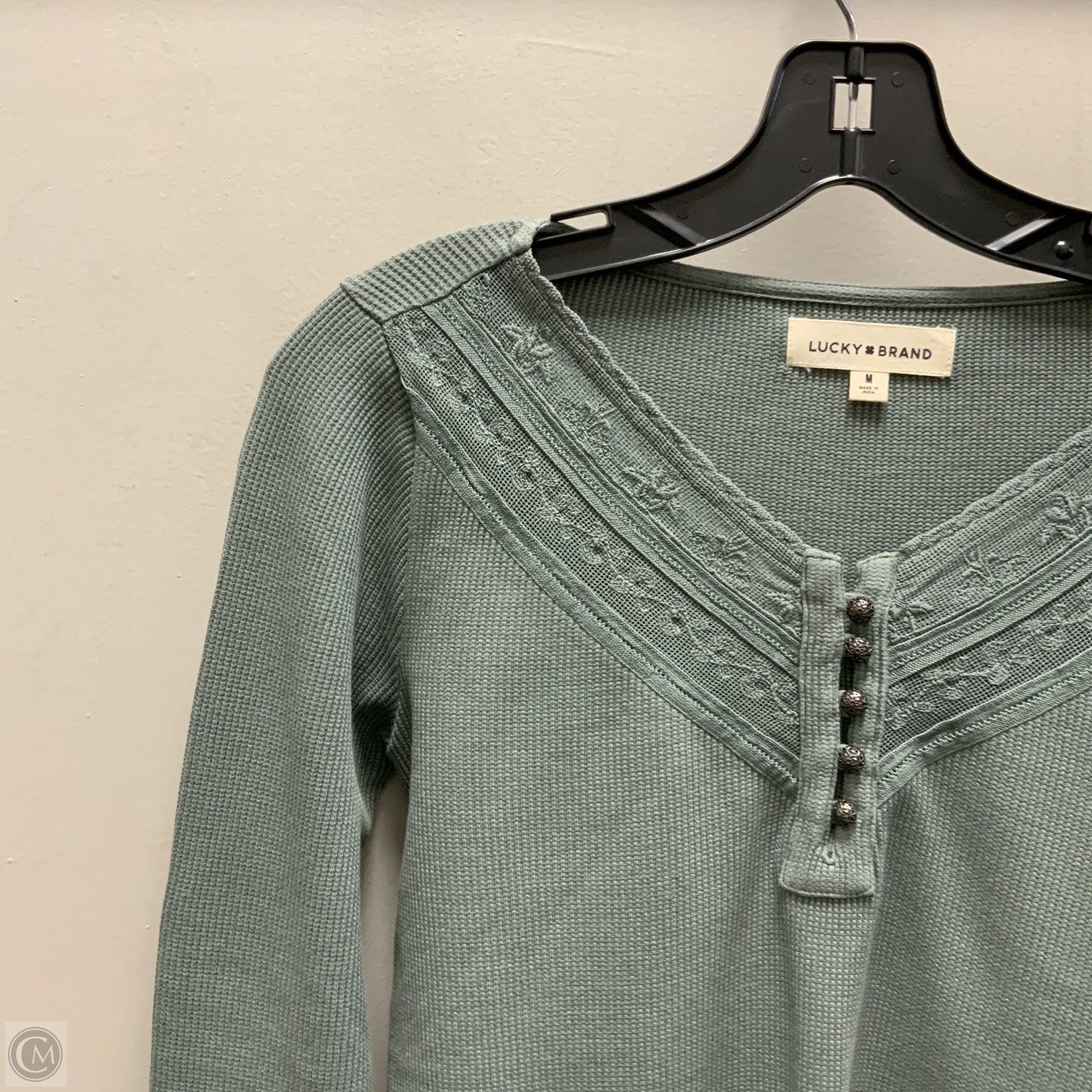 Top Long Sleeve Basic By Lucky Brand In Green, Size: M
