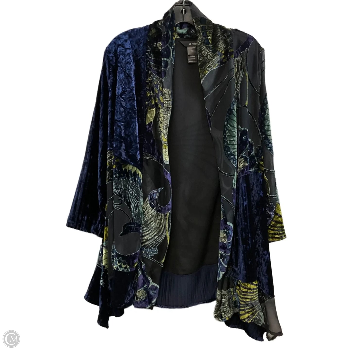 Cardigan By Ali Miles In Black & Blue, Size: L