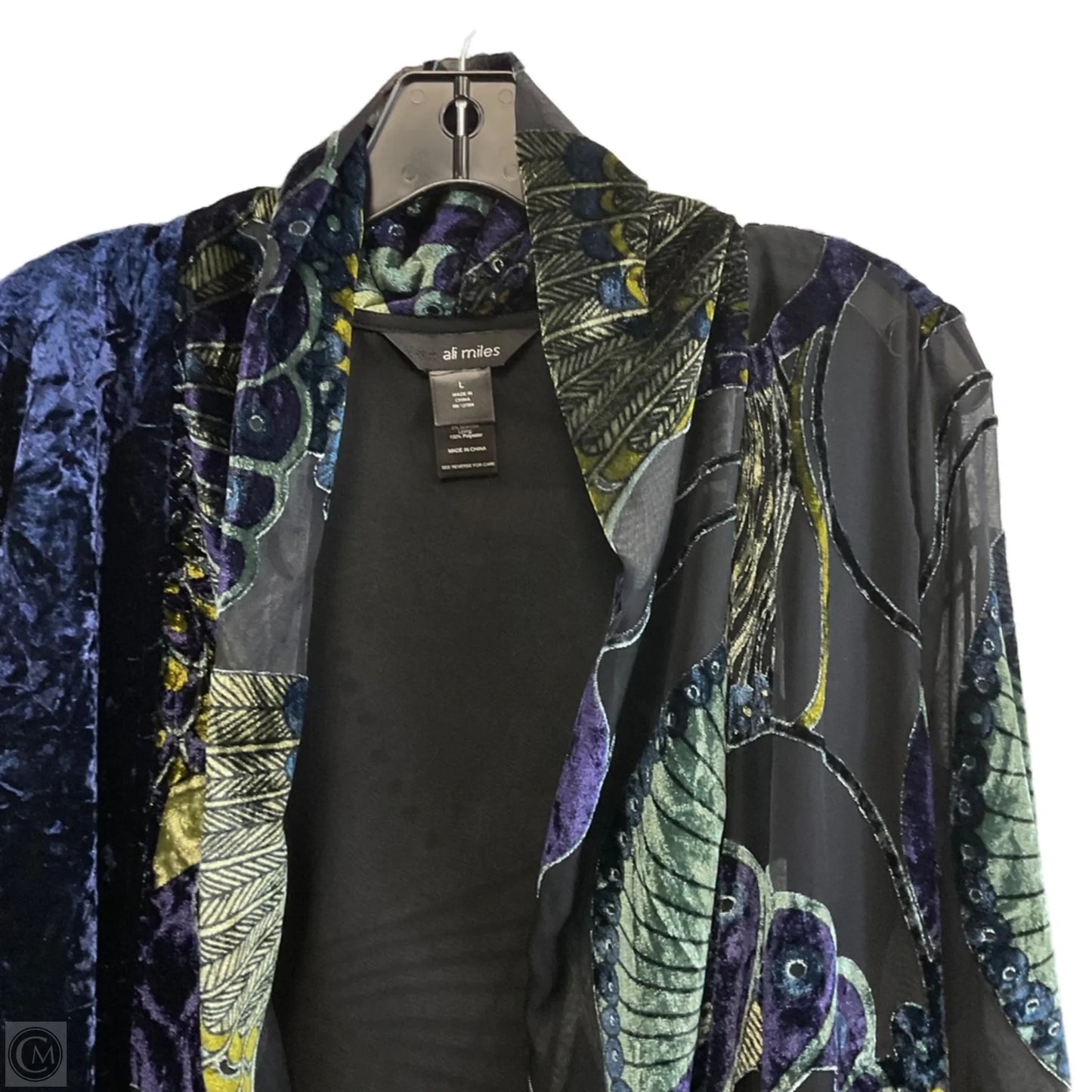 Cardigan By Ali Miles In Black & Blue, Size: L