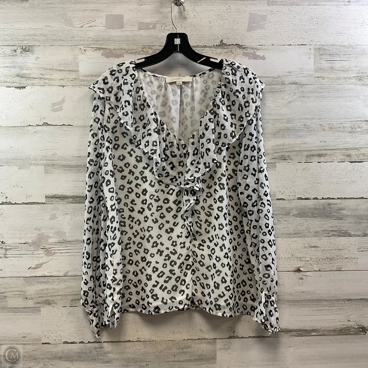 Blouse Long Sleeve By Loft In White, Size: L