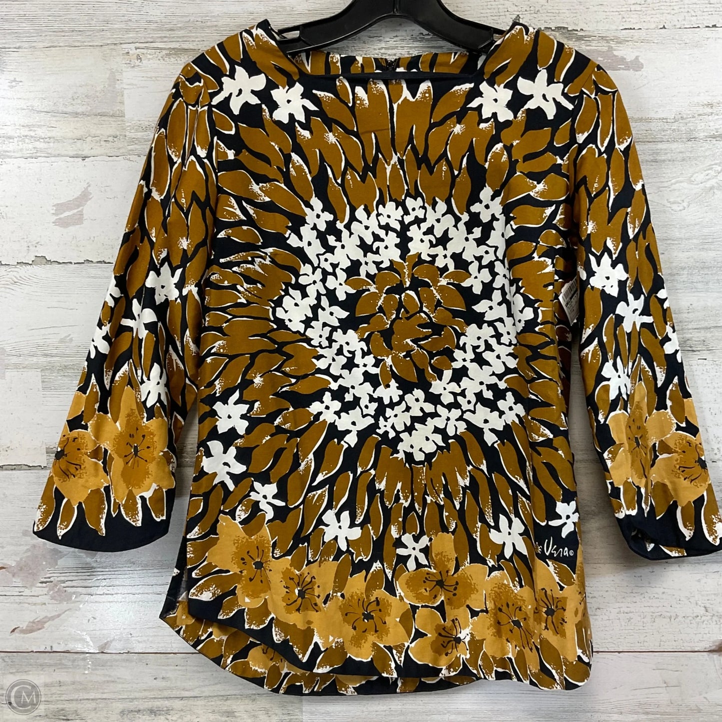 Blouse 3/4 Sleeve By VETRA In Brown, Size: M