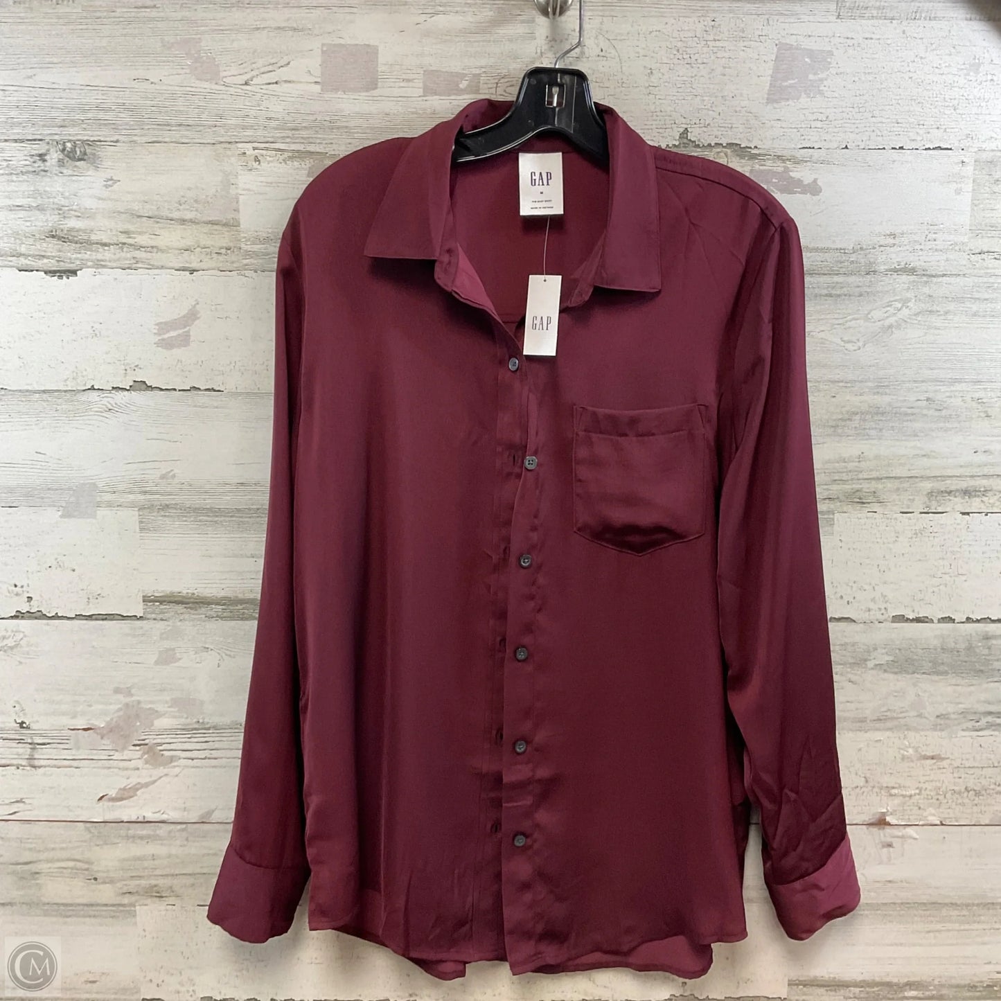 Blouse Long Sleeve By Gap In Maroon, Size: M