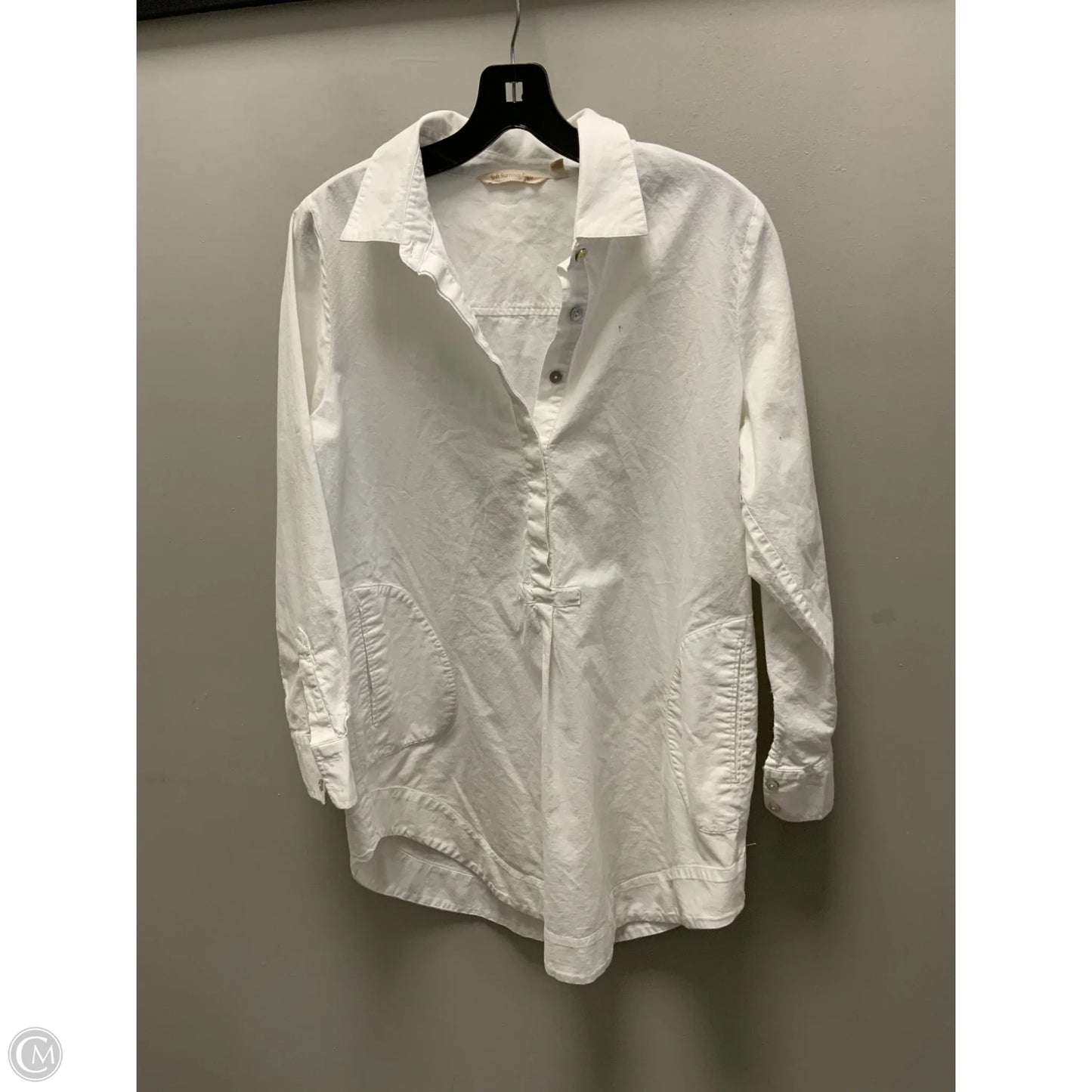 Blouse Long Sleeve By Soft Surroundings In White, Size: M